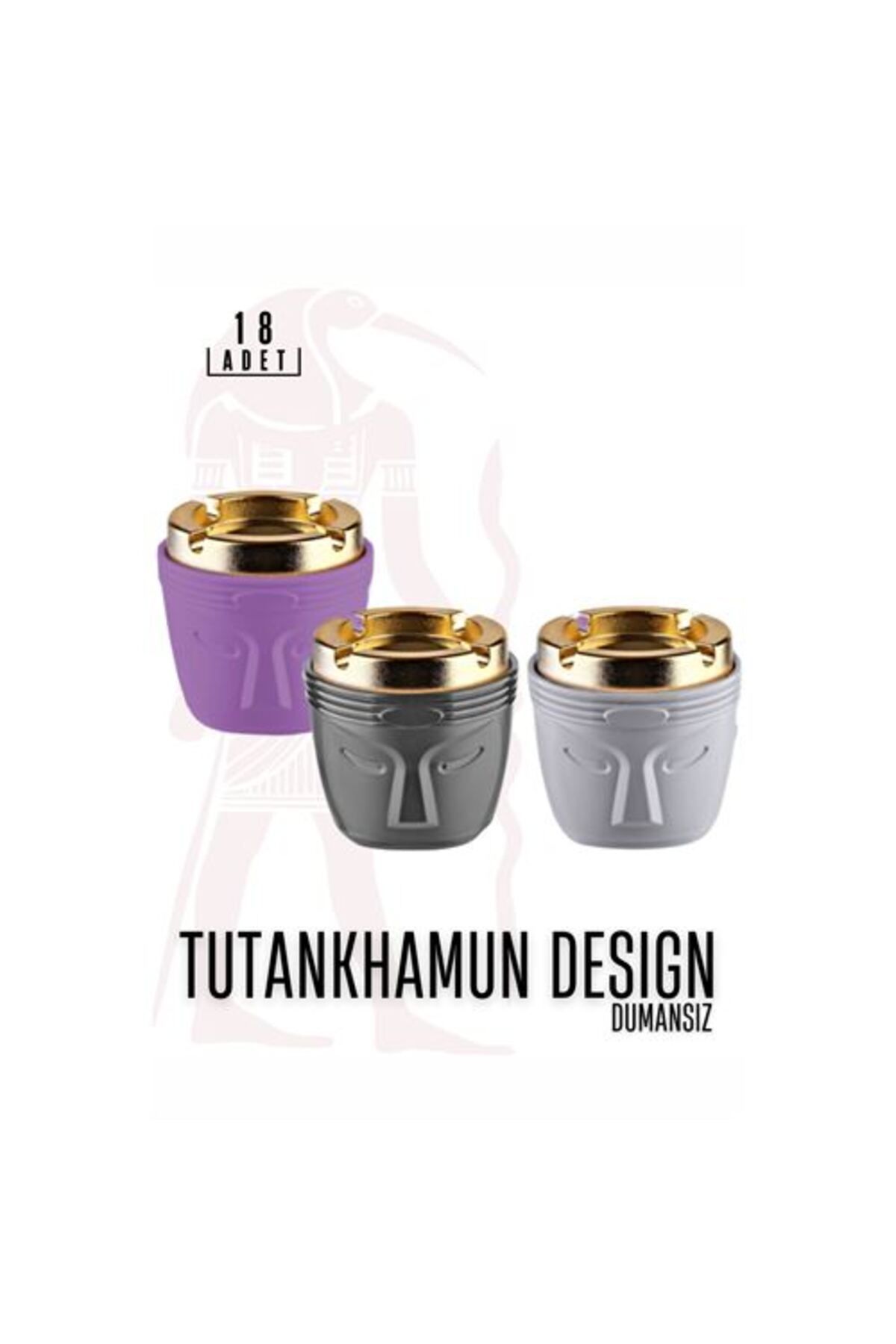 Transformacion 15+3 ADET Dumansız Gold Küllük Tutankhamun Design