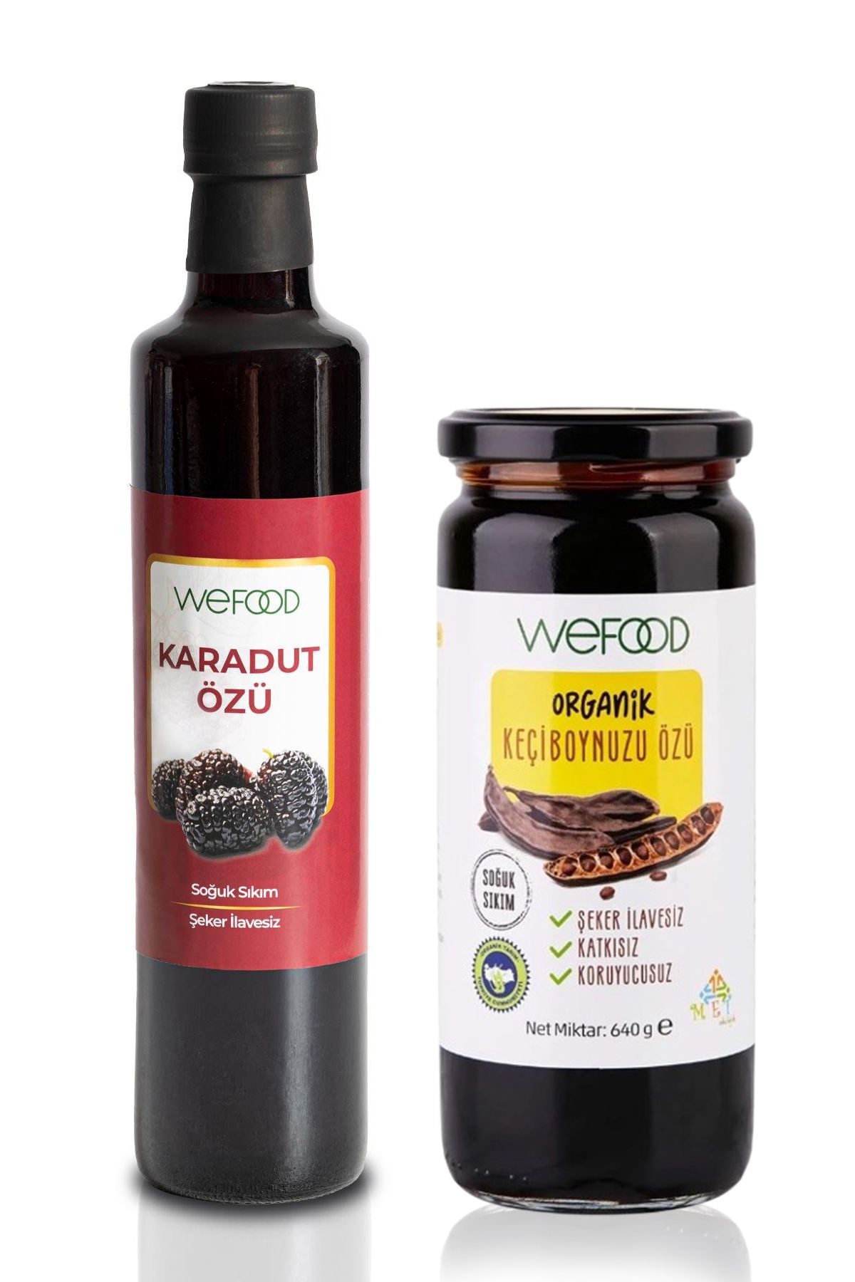 Wefood Karadut Özü 700 gr (Soğuk Sıkım) + Wefood Organik Keçiboynuzu Özü 640 gr (Soğuk Sıkım)