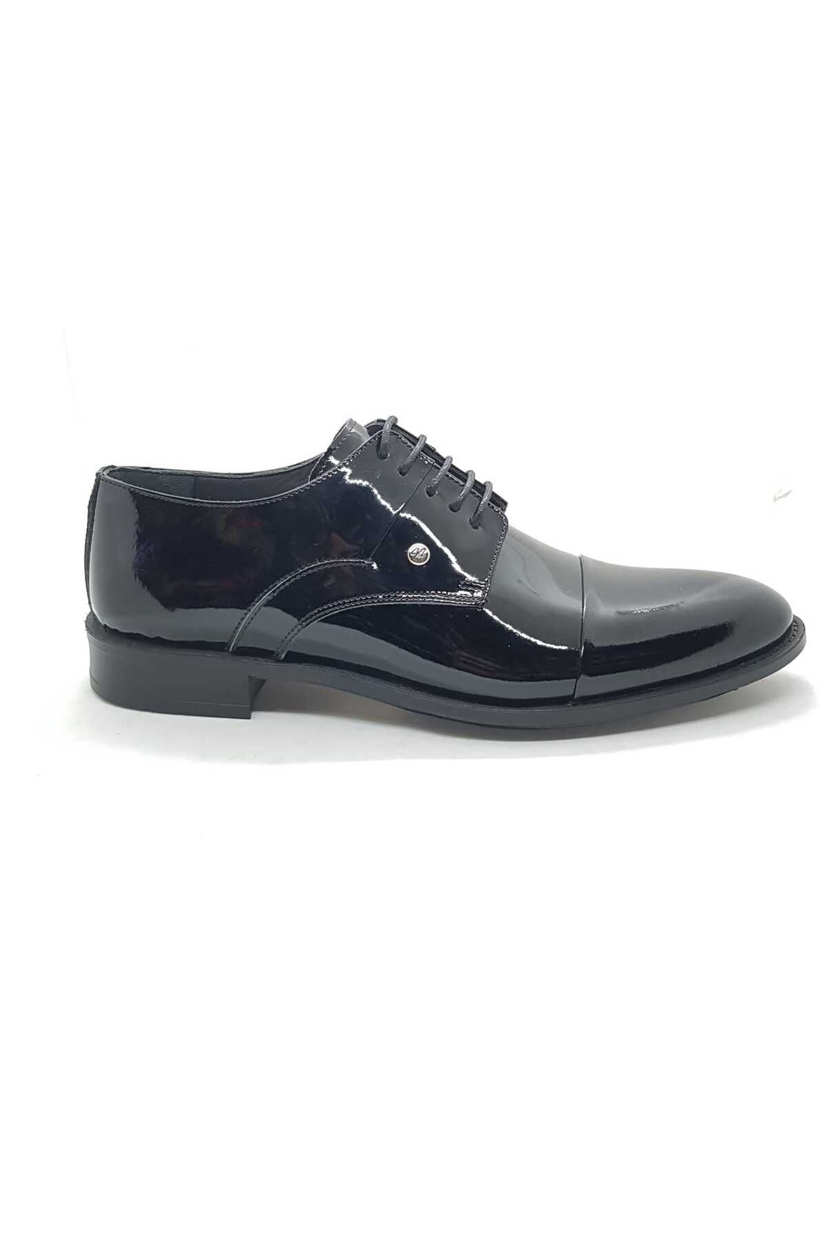 Neco siyah rugan bağcıklı ayakkabı hakiki deri