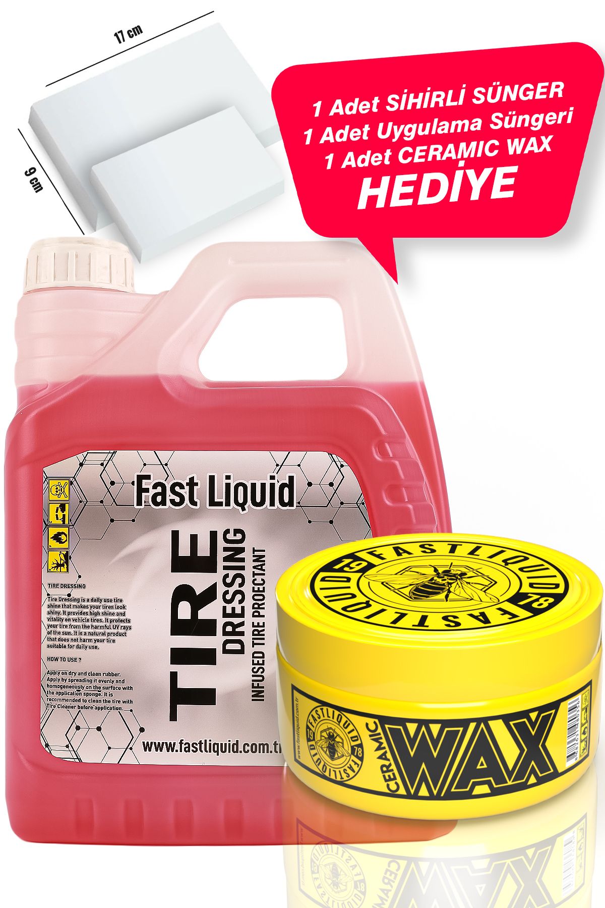 Fast Liquid Lastik Parlatıcı 4 Lt Yüksek Parlaklık & Islak Görünüm Seramik Wax Hediyeli 125gr