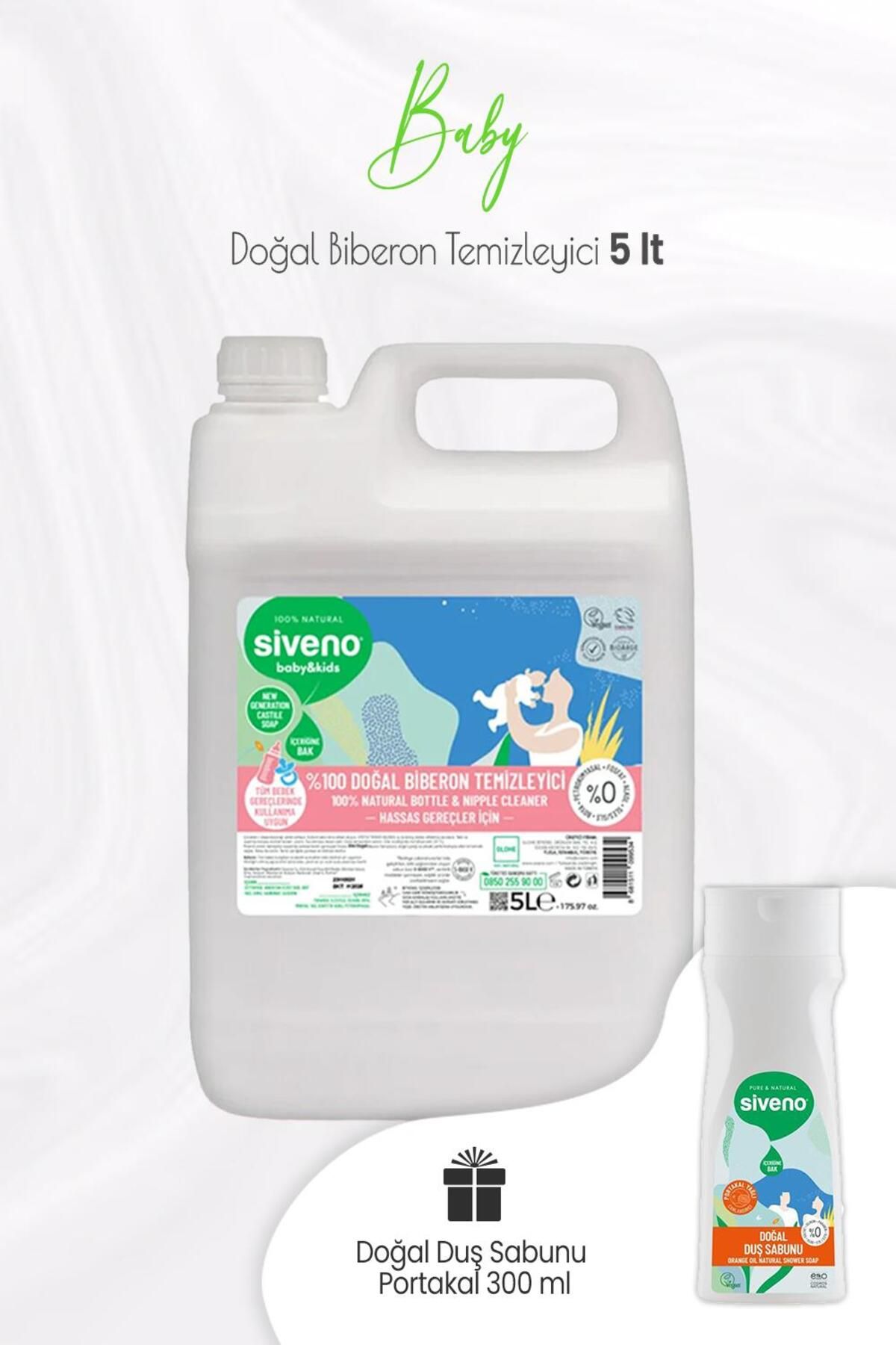 Siveno Baby Biberon Temizleyici 5 Lt Ve Portakal Yağlı Doğal Duş Sabunu 300 ml