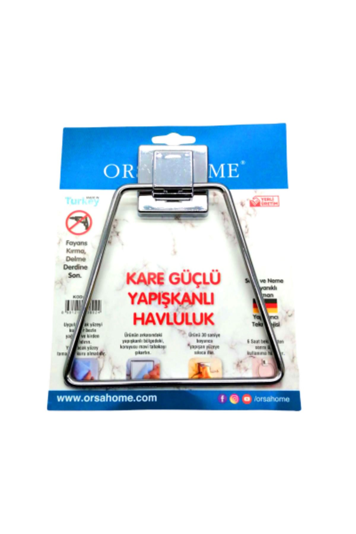 BOL ÇEŞİT BURADA YAPIŞKANLI KARE ASKILI ÜÇGEN - METAL HAVLULUK ASKI (K0)