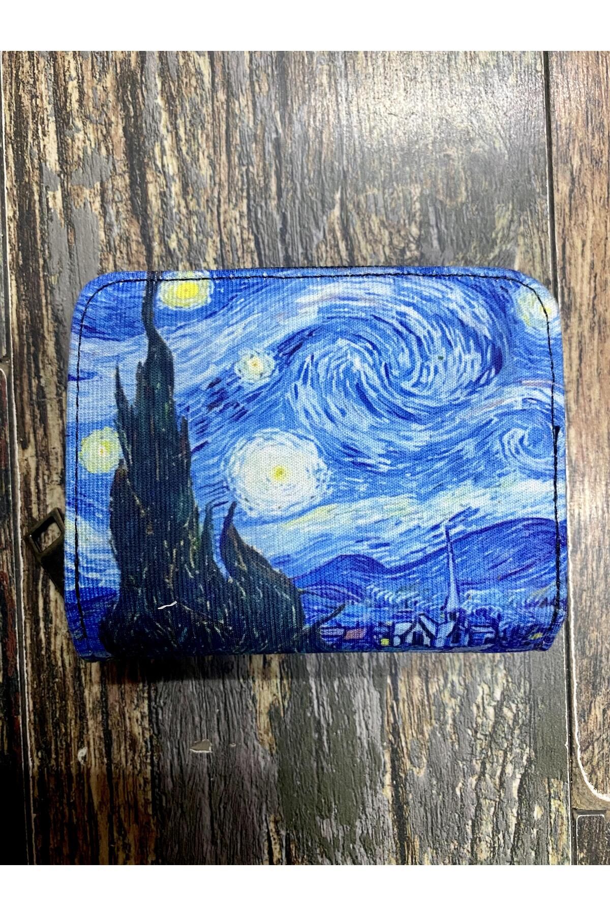 Street Bag Vincent Van Gogh Tablosu Resimli Etnik Otantik Desenli Bölmeli Kullanışlı Cüzdan