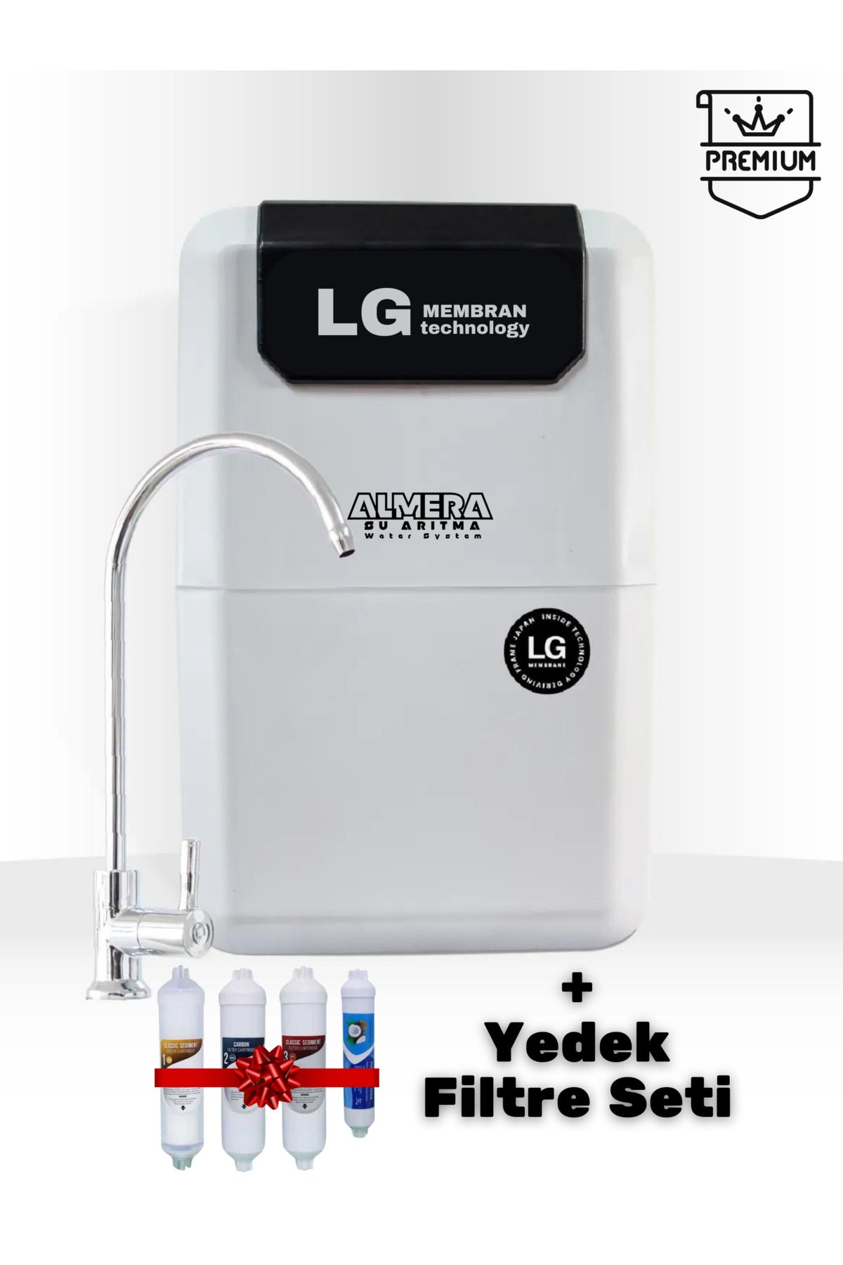 LG Chem 10 Aşama PH Alkali Ekstra Mineralli Çelik Tanklı Premium Su Arıtma Cihazı + Yedek Filtre Set