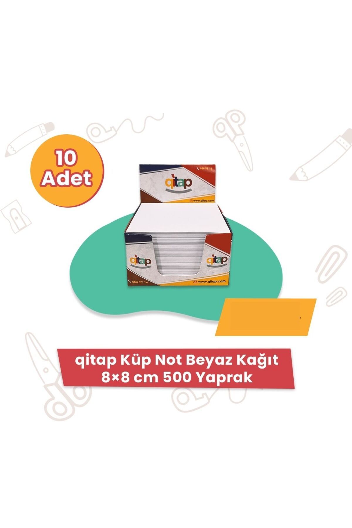 qitap Küp Not Beyaz Kağıt 8×8 Cm 500 Yaprak 10 Adet