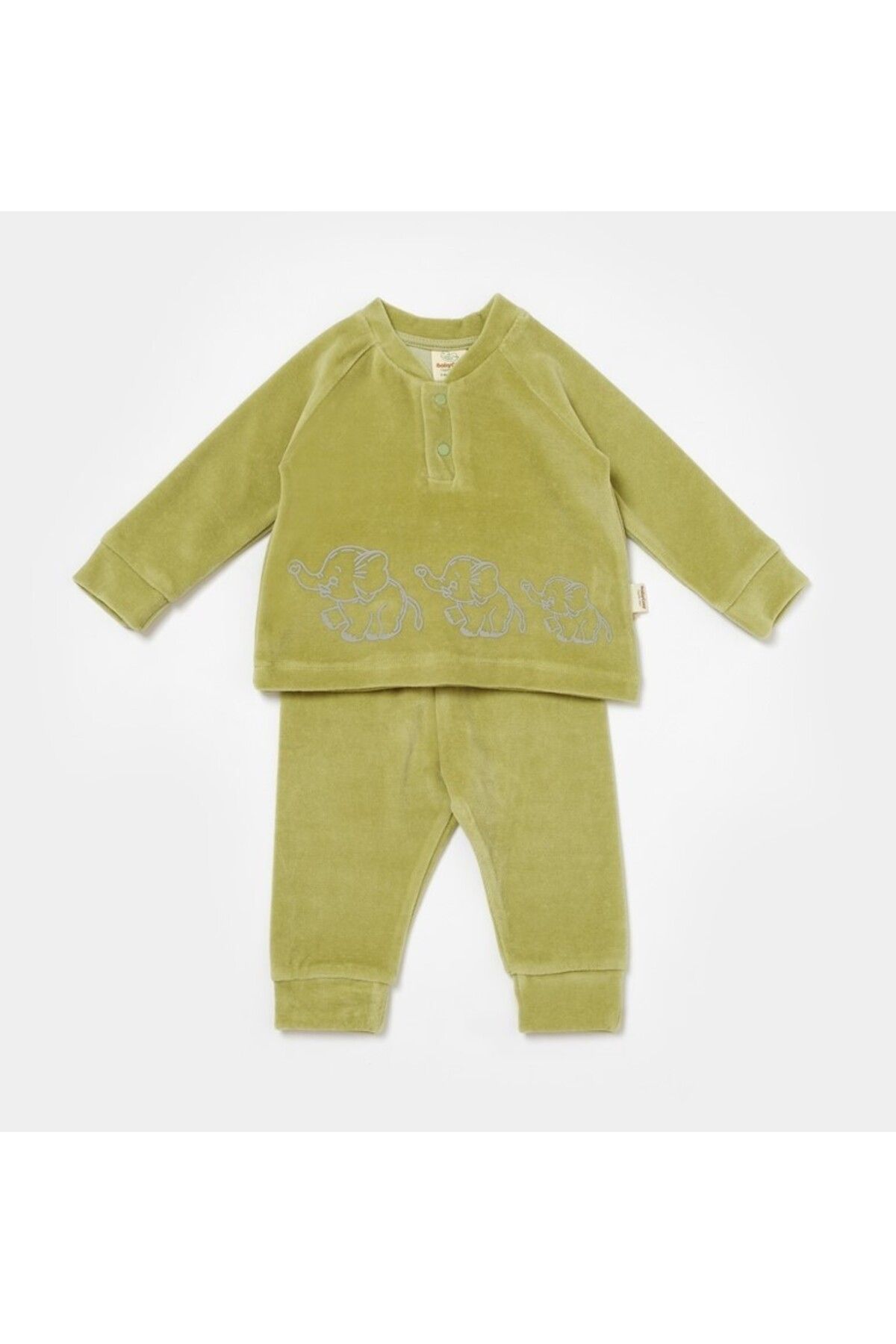 DIDuStore GOTS Sertifikalı %100 Organik Pamuk, Sevimli Fil Desenli Kadife Unisex Bebek Giyim Seti