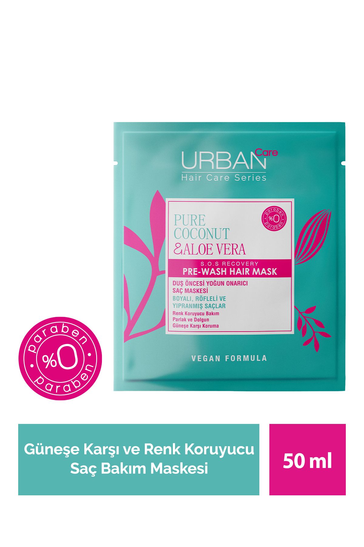 Urban Care Pure Coconut&aloe Vera Boyalı Saçlara Özel Renk Koruyucu Duş Öncesi Maske-50ml-vegan