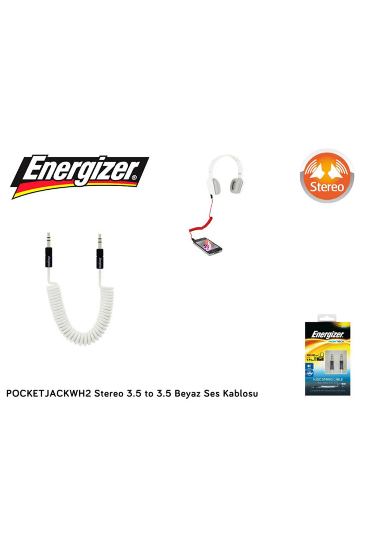 Energizer POCKETJACWH2 Stereo 3.5 to 3.5 Beyaz Ses Kablosu