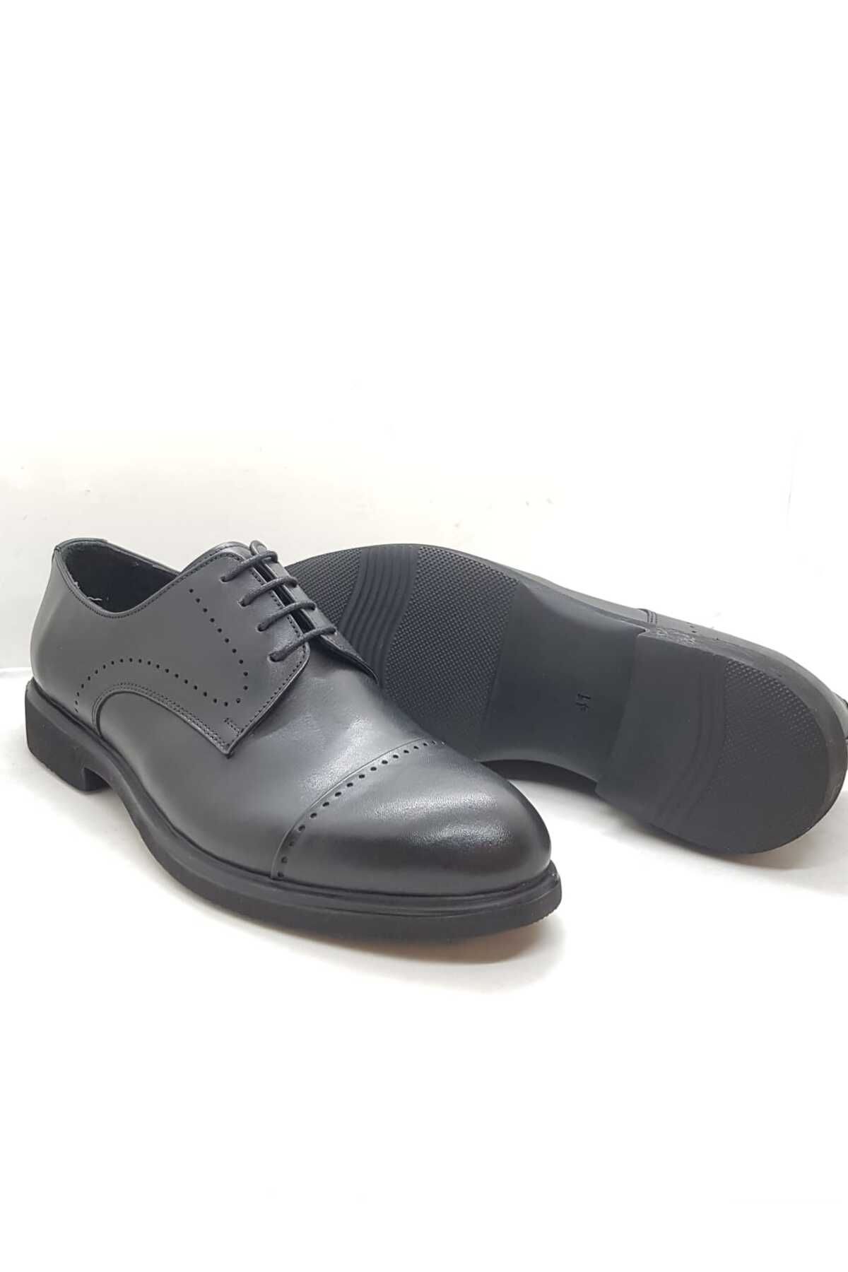Neco eva taban klasik ayakkabı hakiki deri bağcıklı model siyah renk