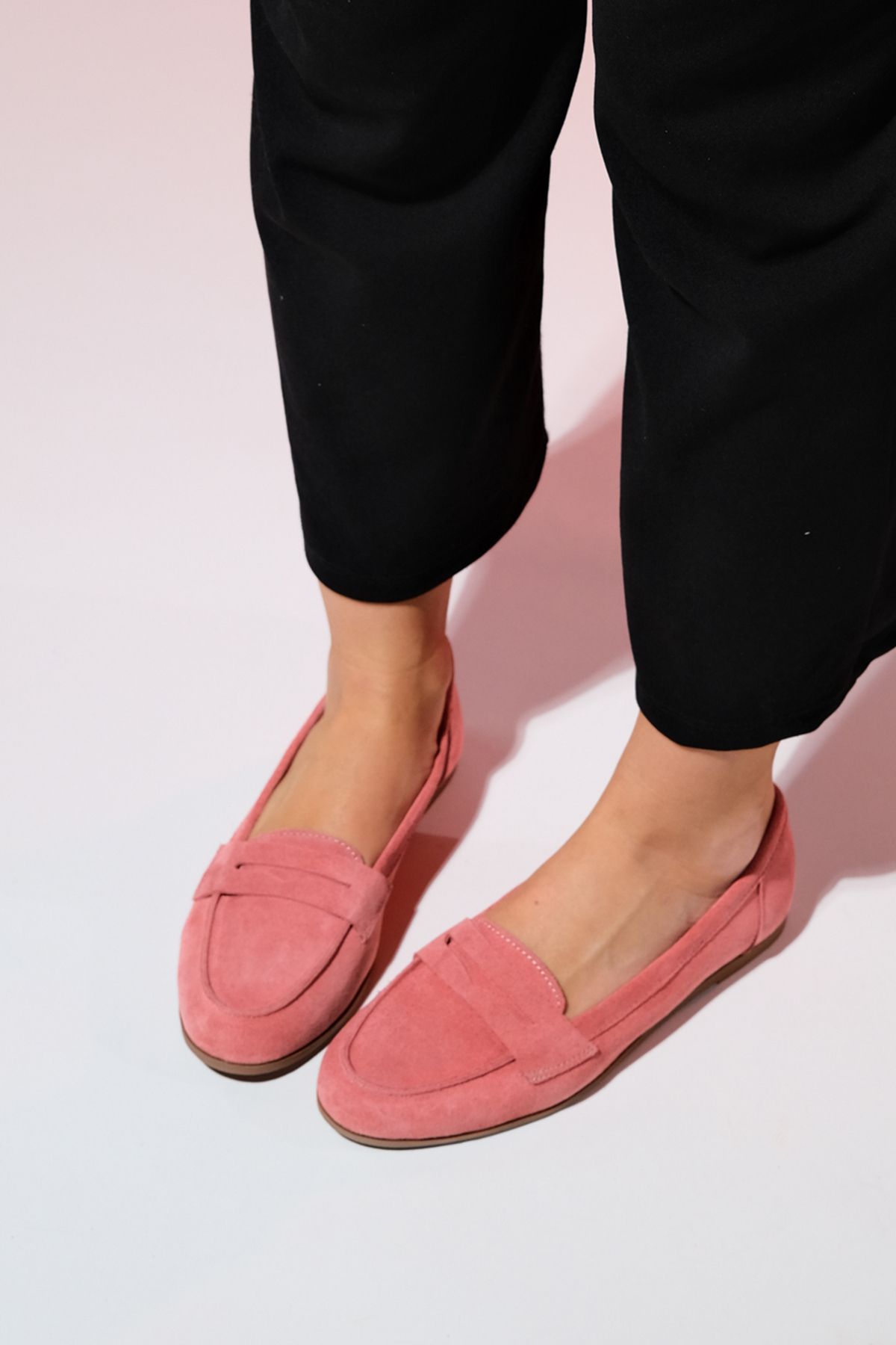 luvishoes F02 Gül Kurusu Süet Hakiki Deri Kadın Loafer Ayakkabı