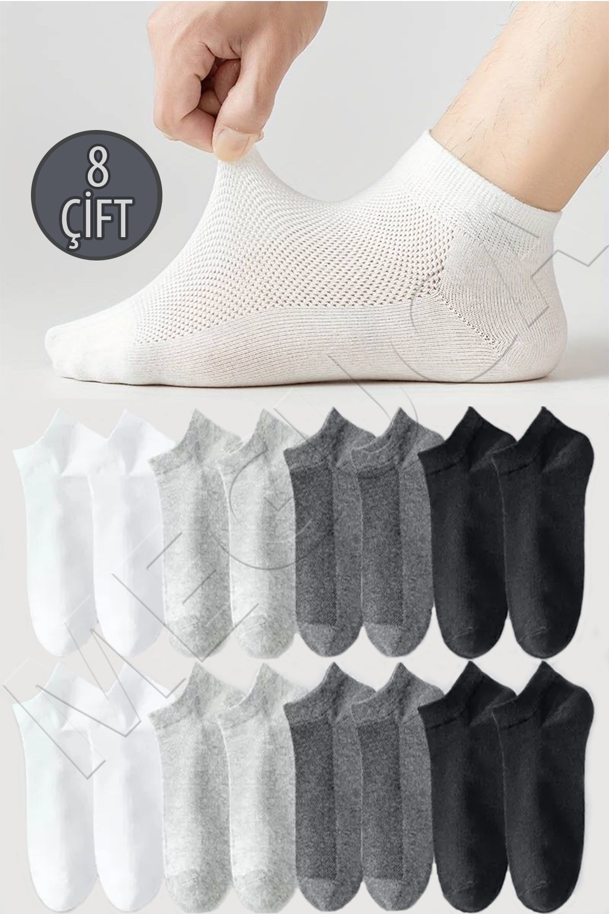 Meguca Socks Unisex Comfort Pamuklu Terletmez Patik Çorap Seti 8 Çift