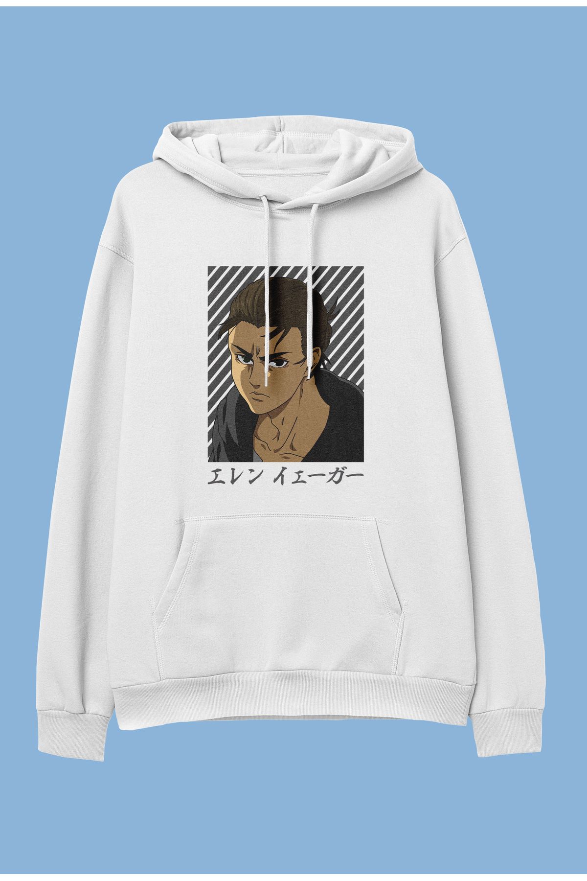 ZOKAWEAR Unisex Attack on Titan Eren Yeager anime karakter baskılı kapüşonlu sweatshirt hoodie
