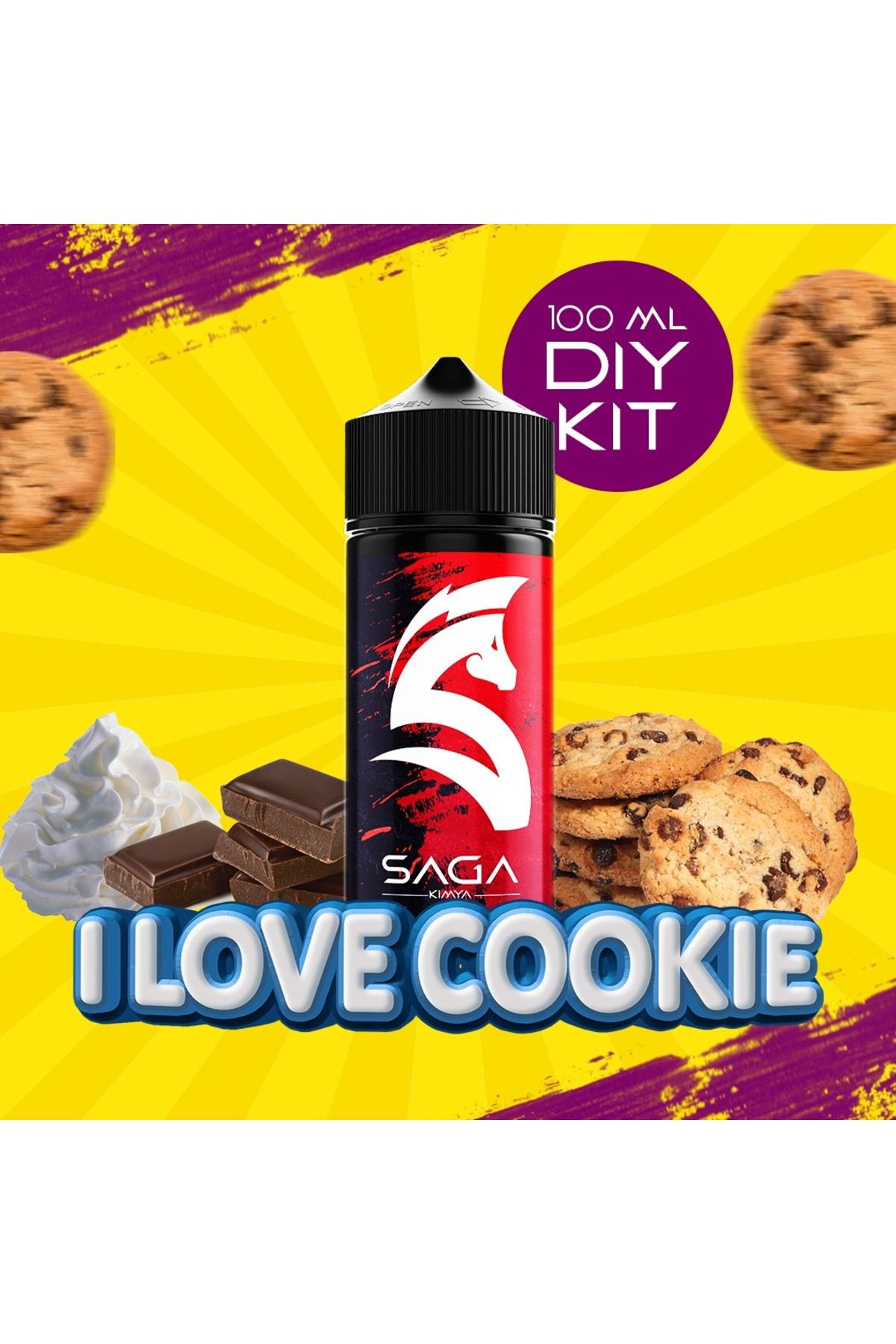 Saga Kimya I Love Cookie - 100 ml DIY Kit (ŞİŞEDE SADECE 20 ML AROMA VARDIR)