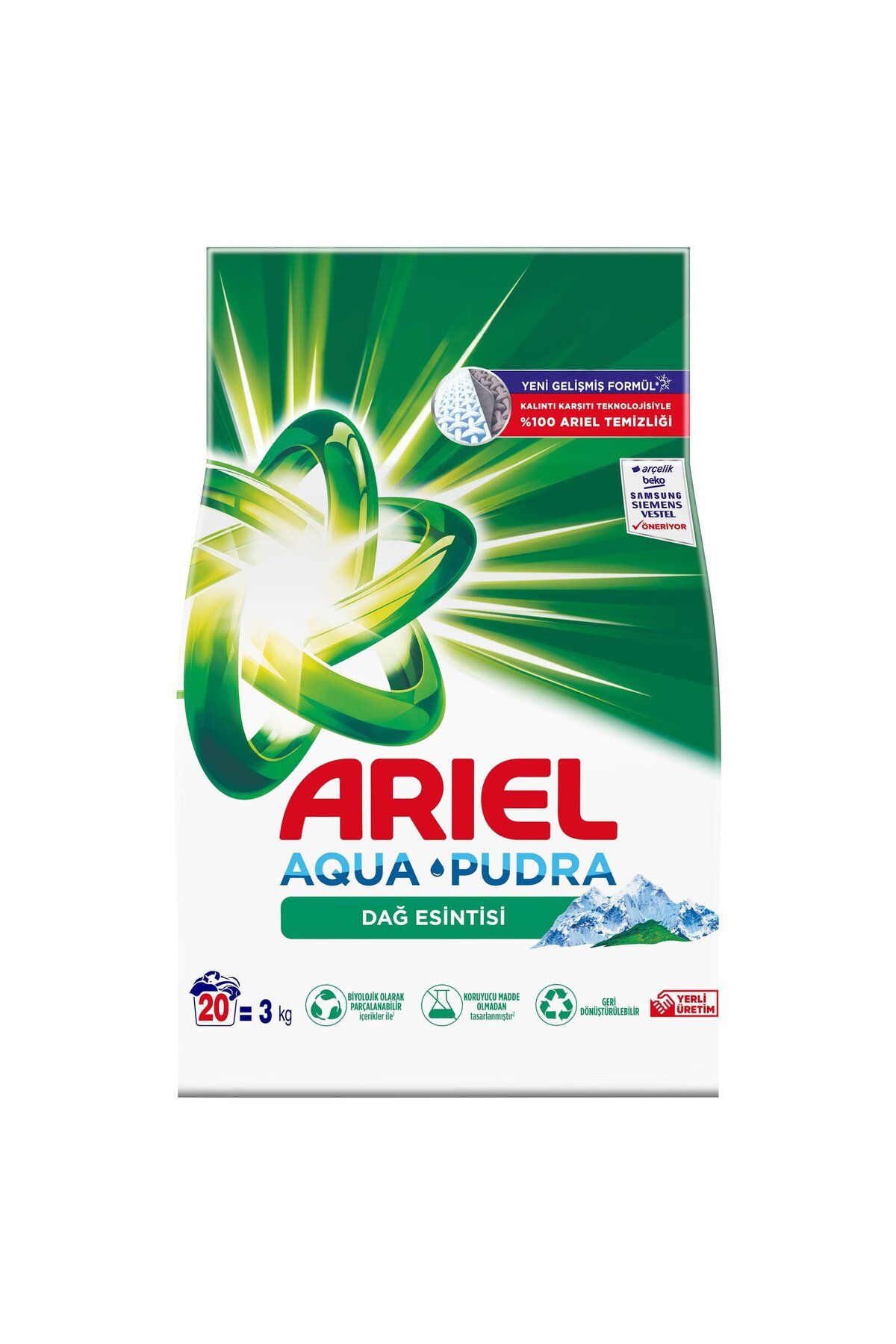 Ariel Dağ Esintisi 3 Kg Aquapudra Toz Çamaşır Deterjanı