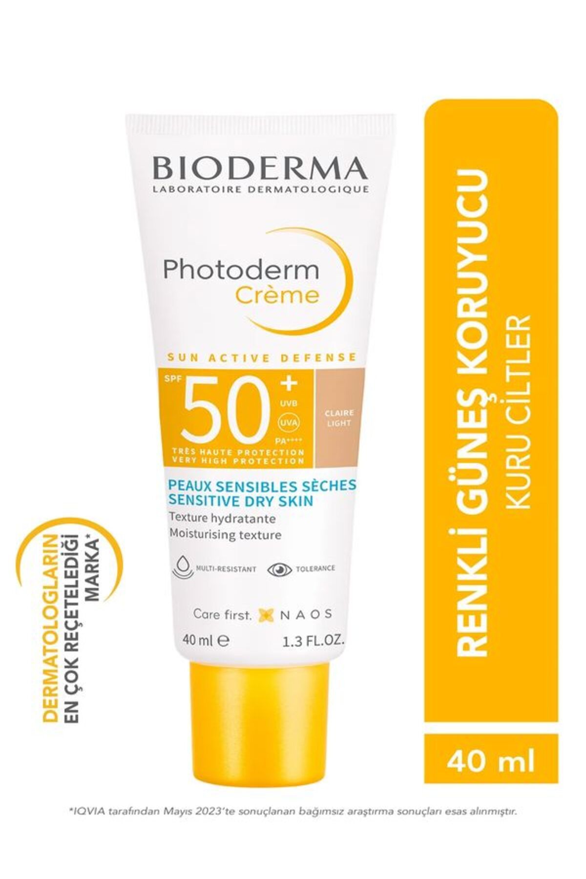 Bioderma Photoderm Cream SPF50+ Light Kuru ve çok kuru ciltler için renkli güneş koruyucu-40 ML