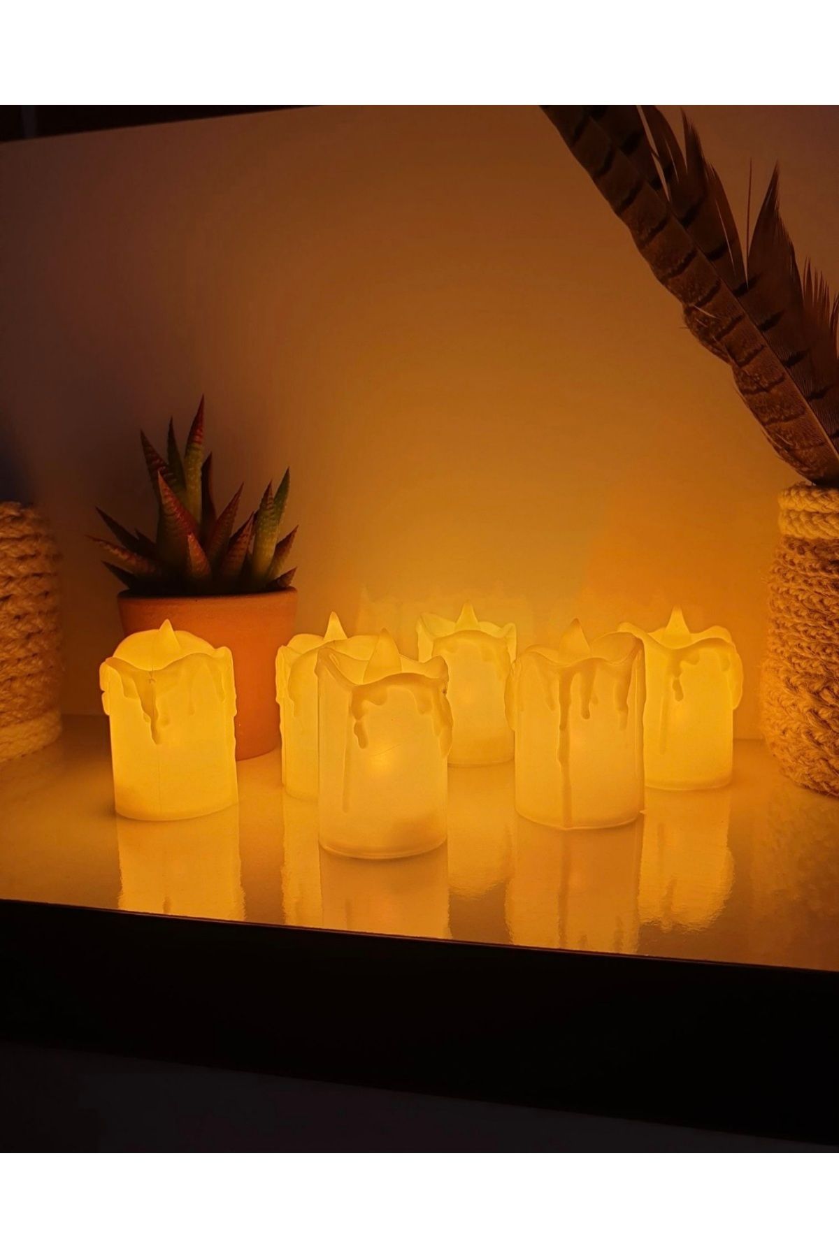 Inveni İnveni Home Dekoratif LED Mum Erimiş Görünüm Işık Mum Pil Dahil 3 lü Set