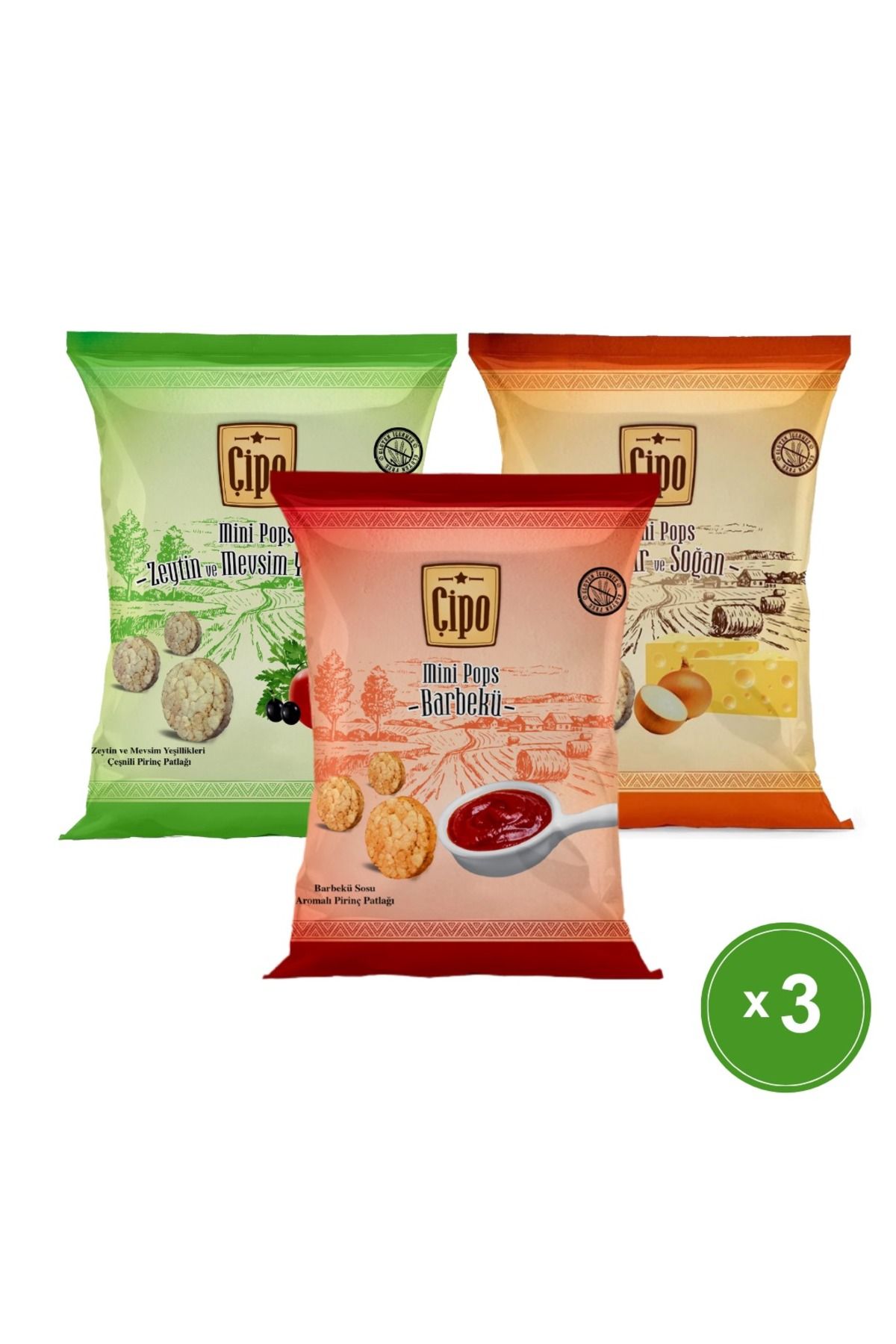 GLUTENSİZ FABRİKA Çipo Mix Paket (3 Adet) Glutensiz Sağlıklı Atıştırmalık