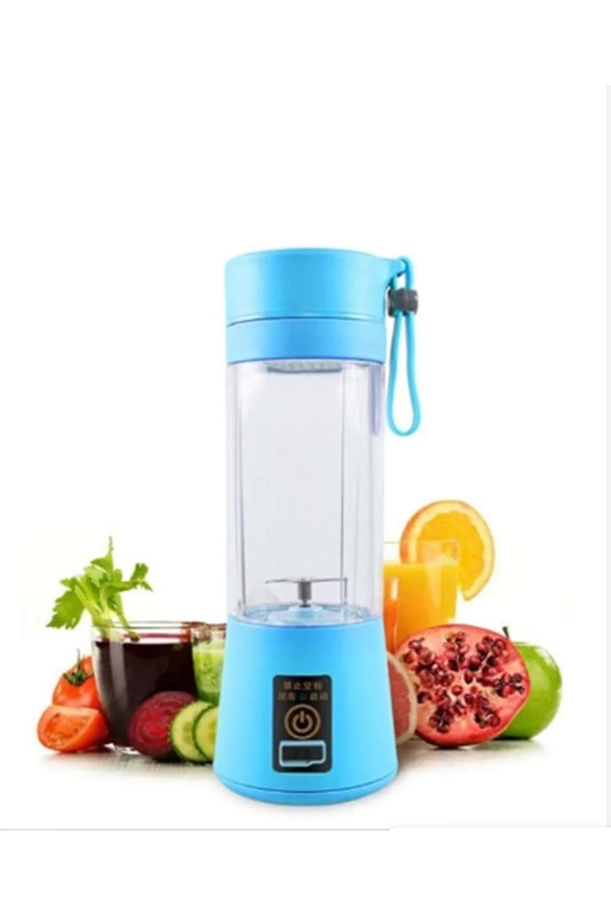 teknotrust 220 - 240 V El Blender Mavi Portatif Taşınabilir USB Şarjlı Mikser 380 ml Fasel Modern C / F İthala