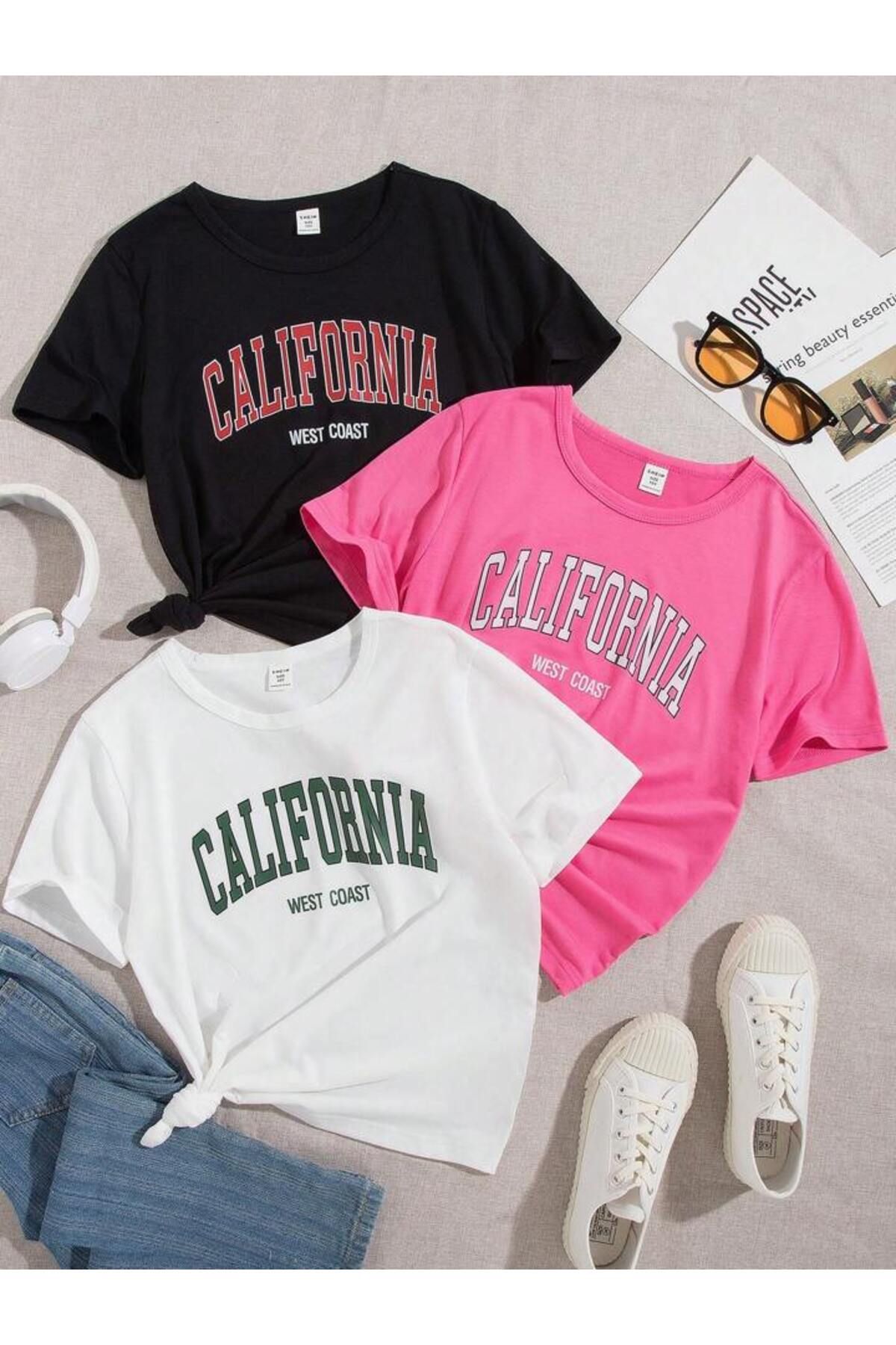 AFROKİDS Kız Çocuk 3'lü California West Coast Baskılı T-shirt