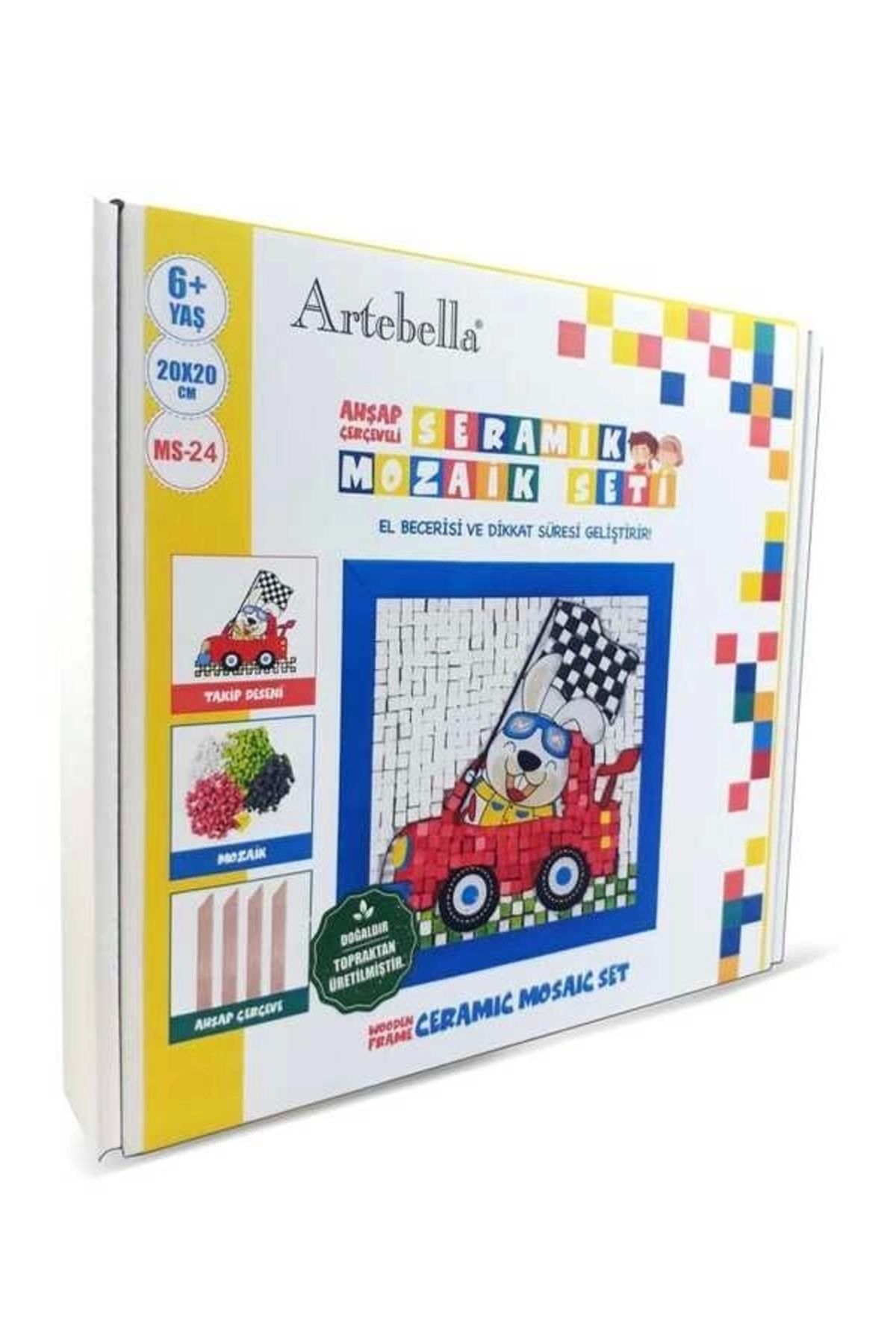 Artebella 24 I Çocuk Ahşap Çerçeveli Seramik Mozaik Set 20x20 Cm