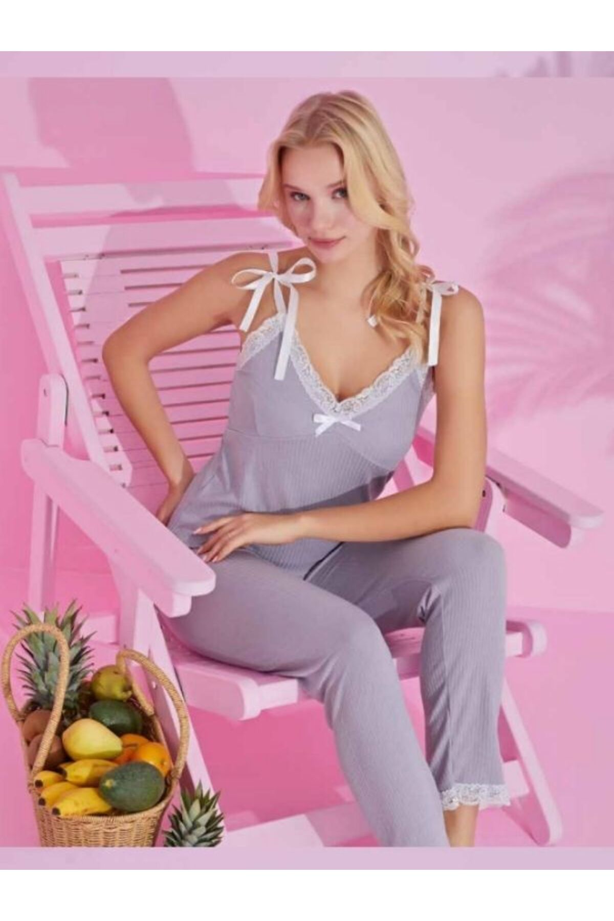 NİCE Kadın Pamuklu Dantelli Pijama Takımı