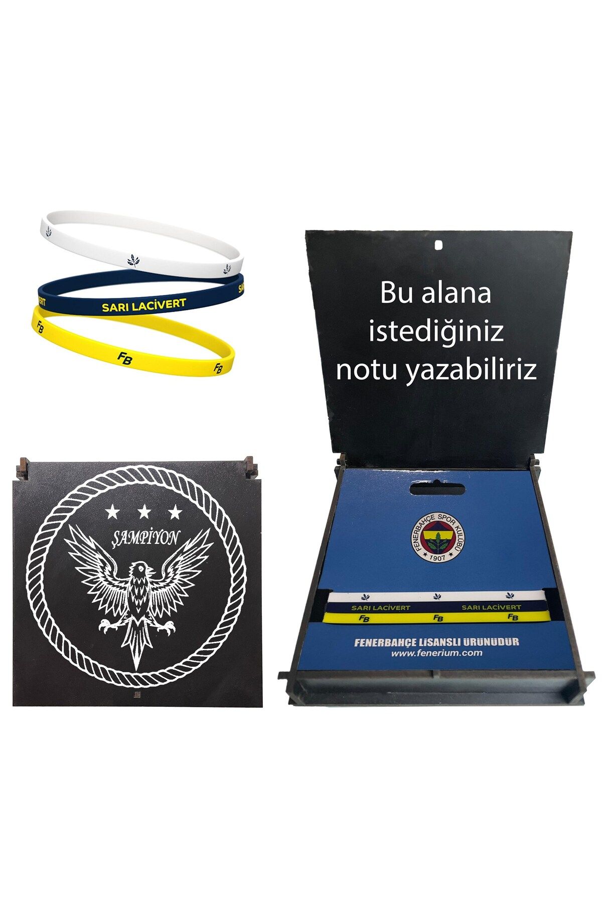 Fenerbahçe Lisanslı 3 lü Hediye Ahşap Kutulu Bileklik