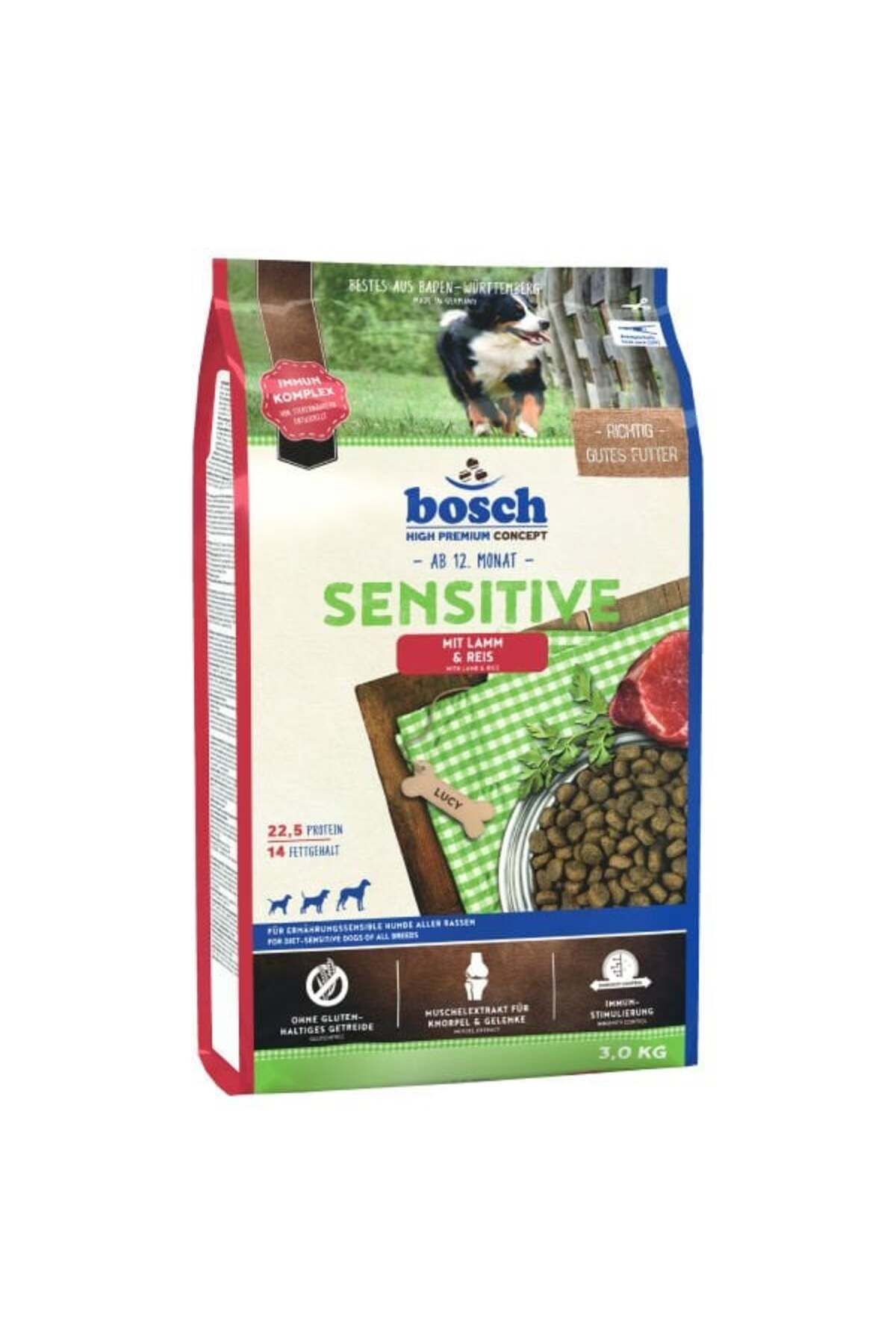 Bosch Adult Sensitive Tahılsız Kuzu Etli Ve Pirinçli Hassas Yetişkin Köpek Maması 3 Kg