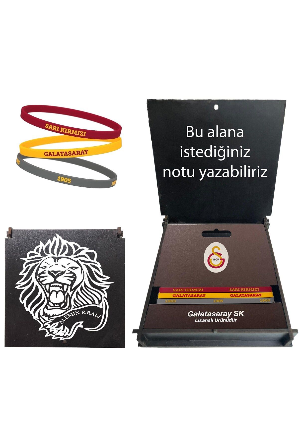 Galatasaray Lisanslı Bileklik Hediye Ahşap Kutulu
