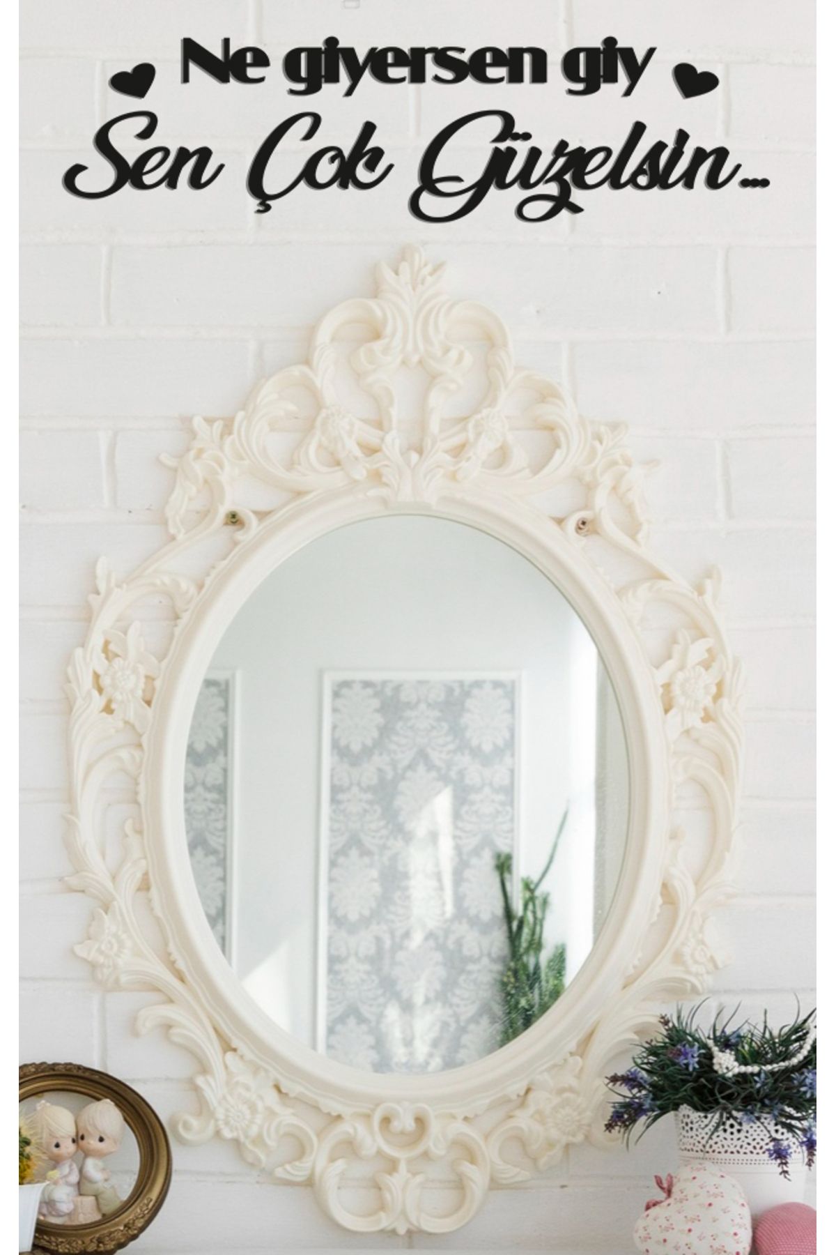 DEKORVİZYON Ne Giyersen Giy Sen Çok Güzelsin Ahşap Dekoratif Duvar Yazısı Butik - Yatak Odası Ayna Duvar Süsü