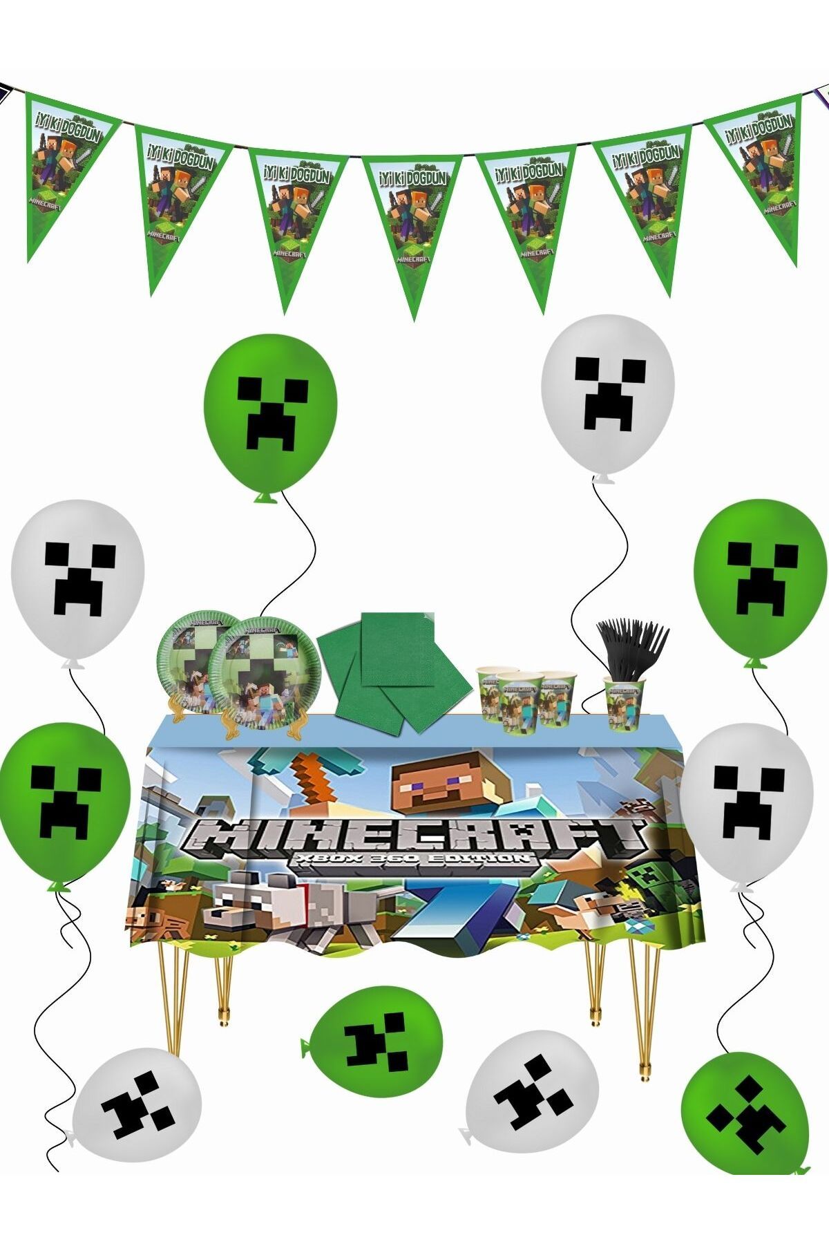 Minecraft 16 Kişilik Doğum Günü Seti