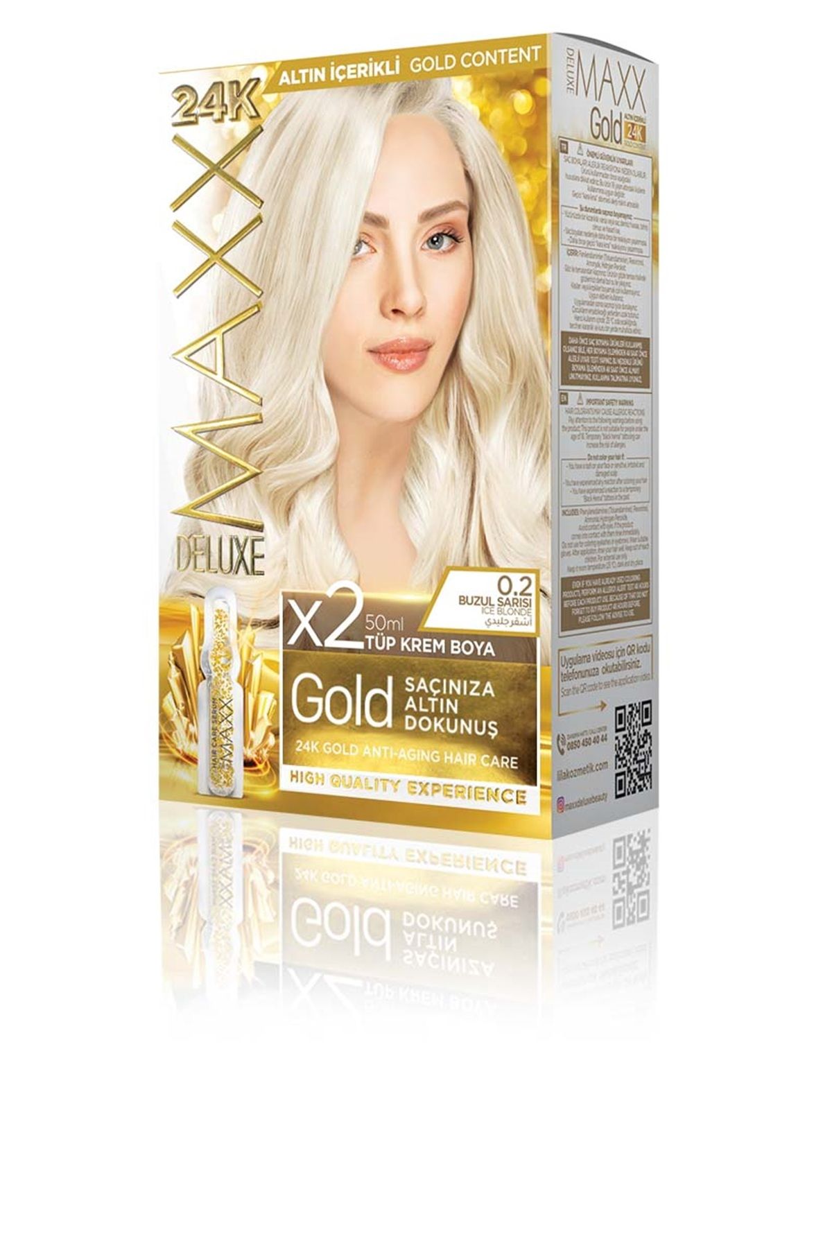 MAXX DELUXE GOLDEN SERIES 24K Altın İçerikli Tüp Boya ve Saç Bakım Serumlu 30 HARİKA RENK (2X50 ML)