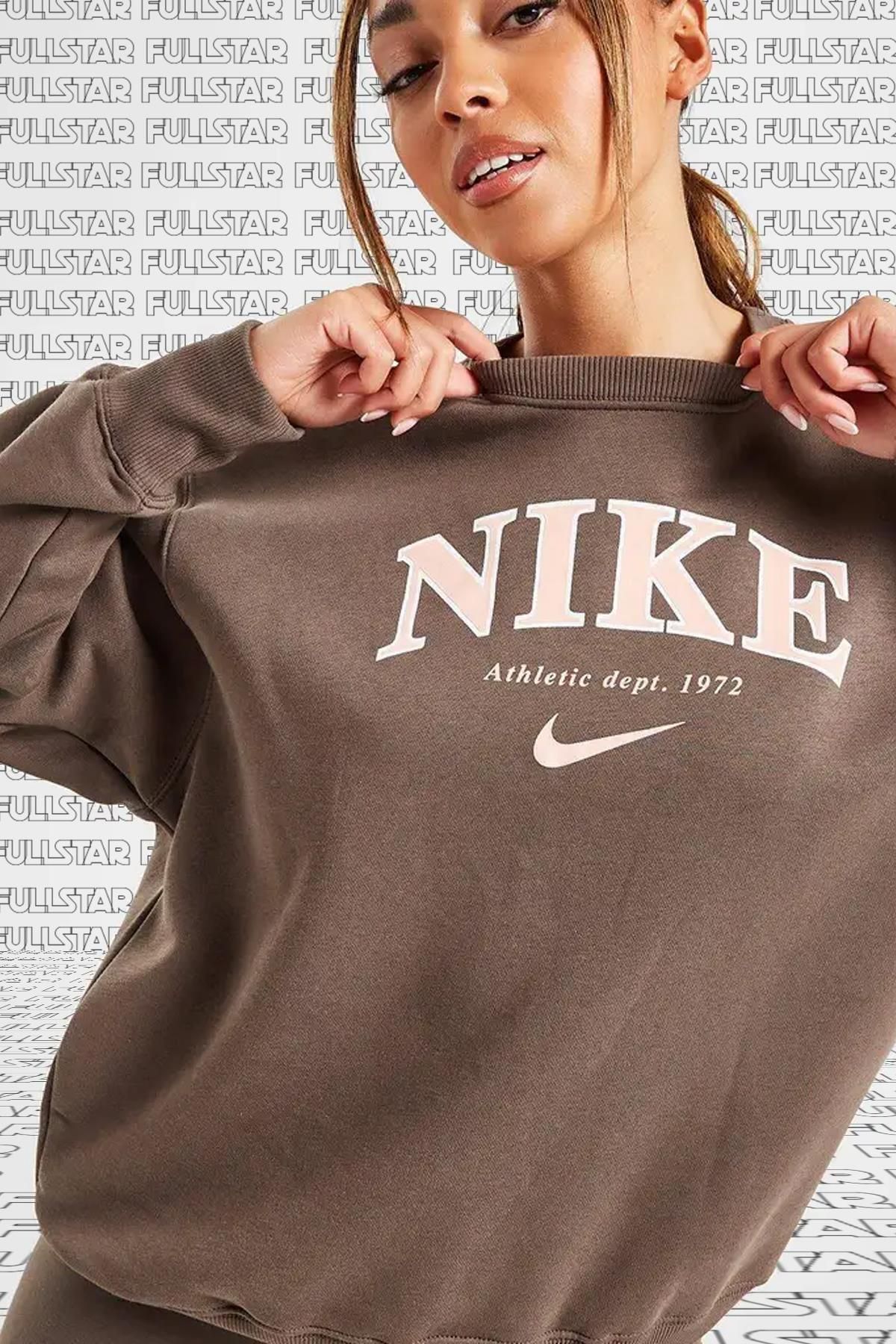 Nike Sportswear Phoenix Fleece Oversize tial Collection Crew Kadın Sweatshirt Kahverengi