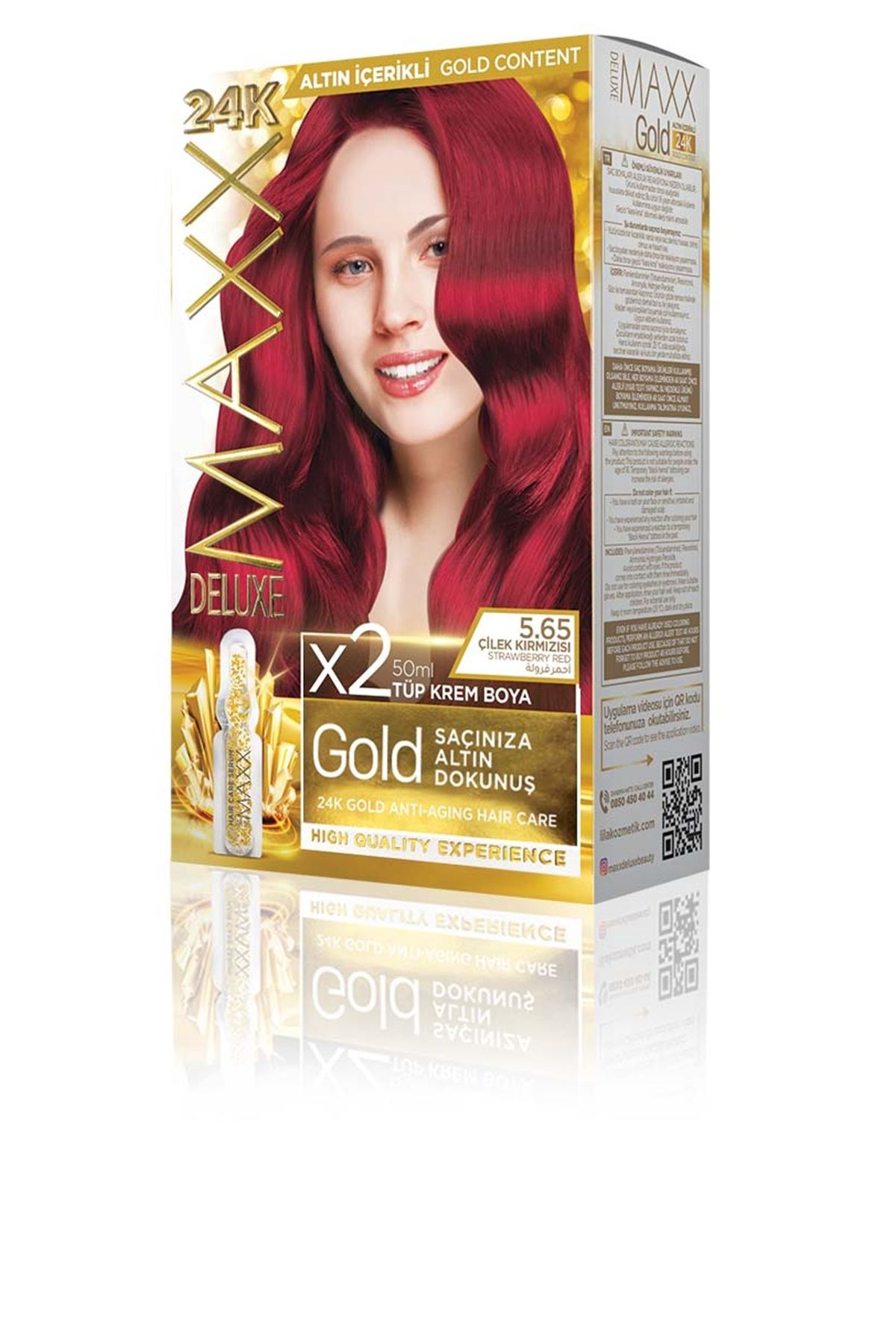 MAXX DELUXE GOLDEN SERIES 24K Altın İçerikli Tüp Boya ve Saç Bakım Serumlu 30 HARİKA RENK (2X50 ML)