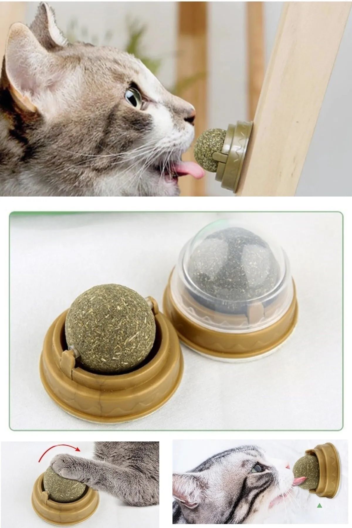 ambarpet Kedi Nanesi Oyun Topu Oyuncağı - Kedi Yalama Topu Doğal Catnipli