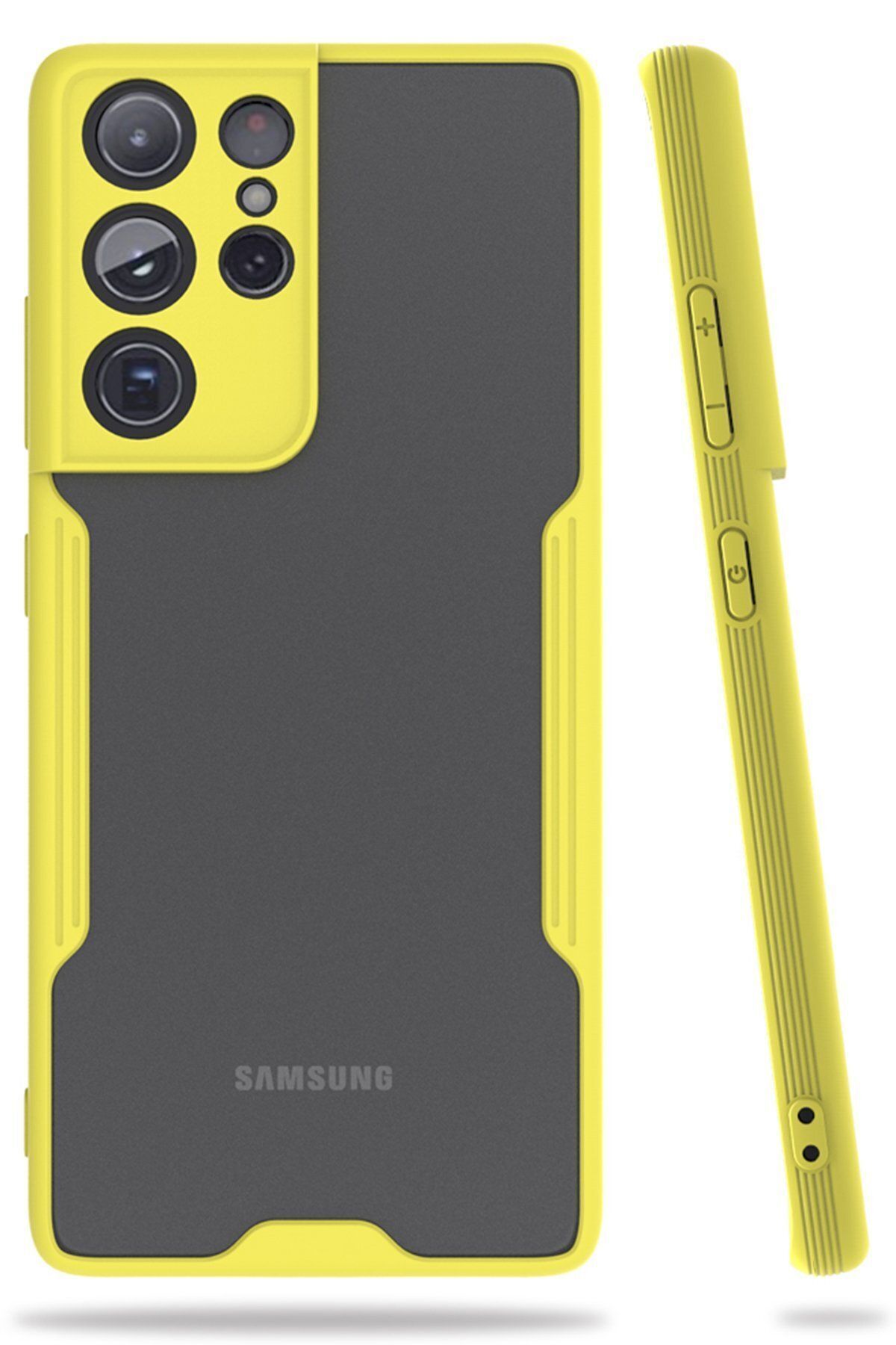 cepmoda Samsung Galaxy S21 Ultra Sarı Renkli Ultra İnce Telefon Kılıfı Slim Kapak