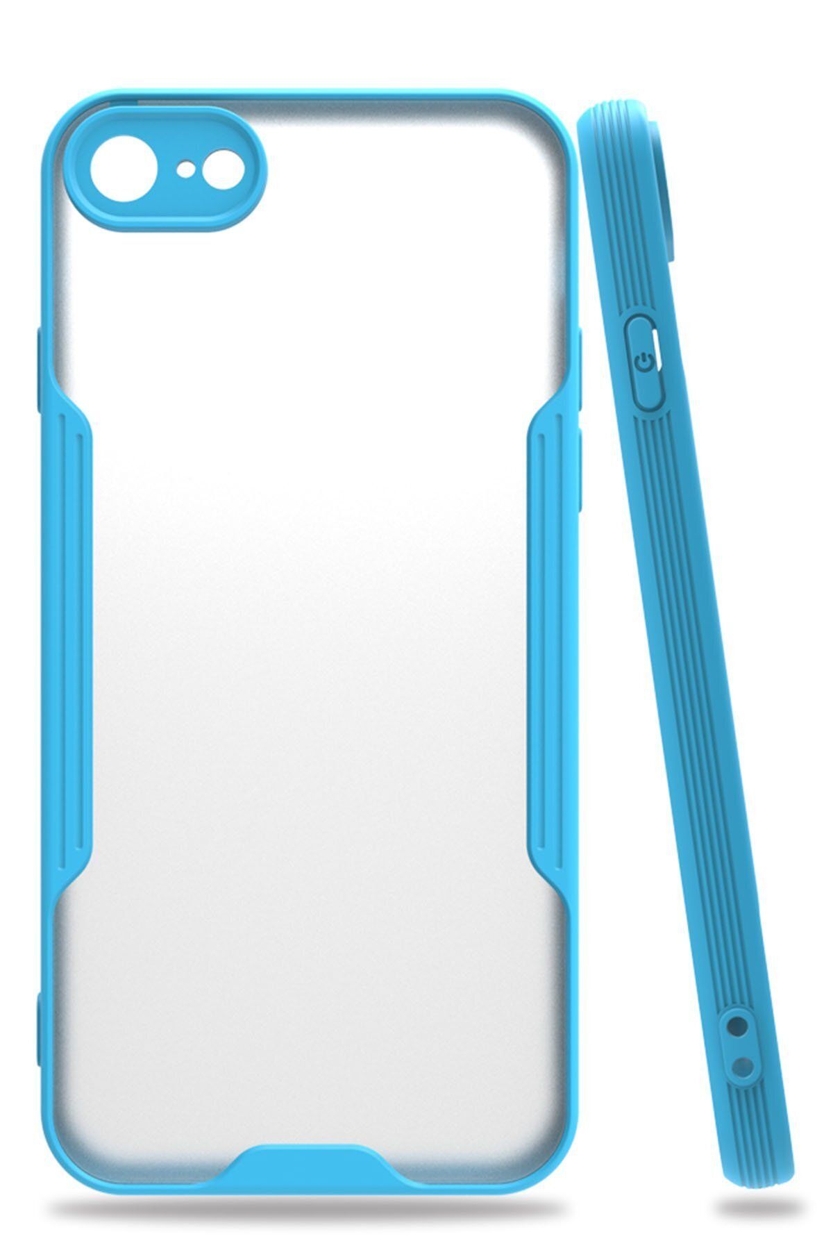cepmoda iPhone 7 Mavi Renkli Ultra İnce Telefon Kılıfı Slim Kapak