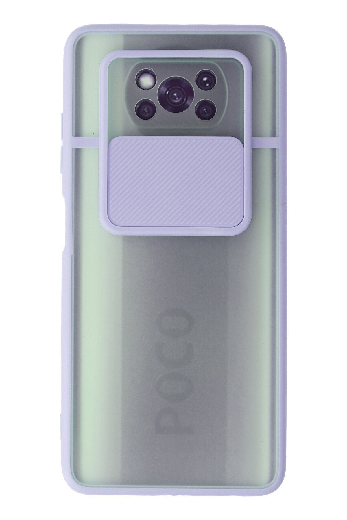 cepmoda Xiaomi Pocophone X3 Pro Lila Renk Kamera Sürgülü Telefon Kılıfı - Buzlu Mat Kapak