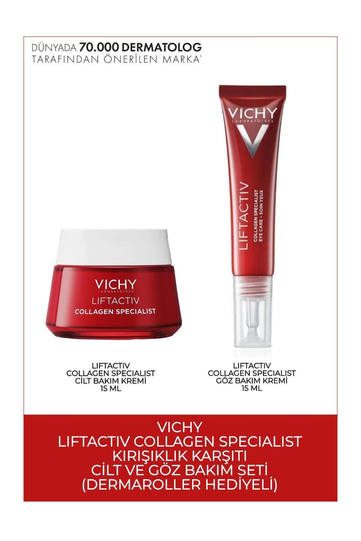 Vichy Collagen Specialist Kırışıklık Karşıtı Cilt ve Göz Bakım Seti (Dermaroller Hediyeli)