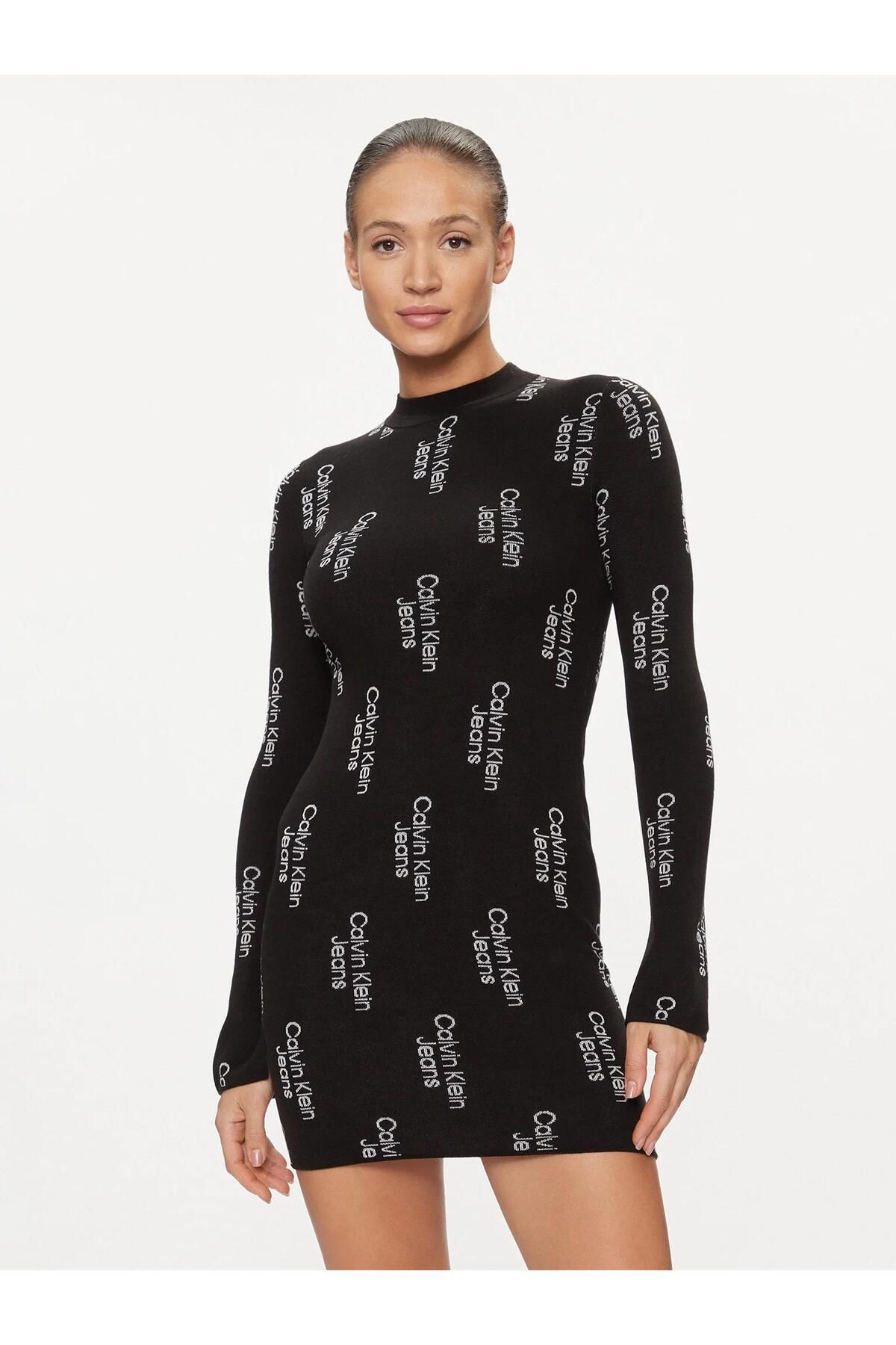 Calvin Klein LOGO JACQUARD SWEATER DRESS