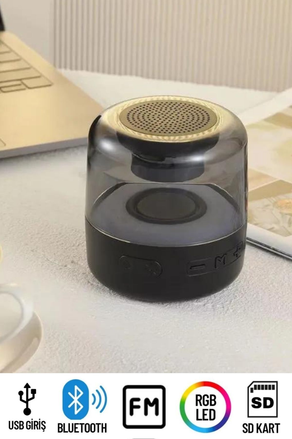 Favors Mini Bluetooth Hoparlör Rgb Işıklı Kablosuz TaşınabilirHoparlör Ses Bombası