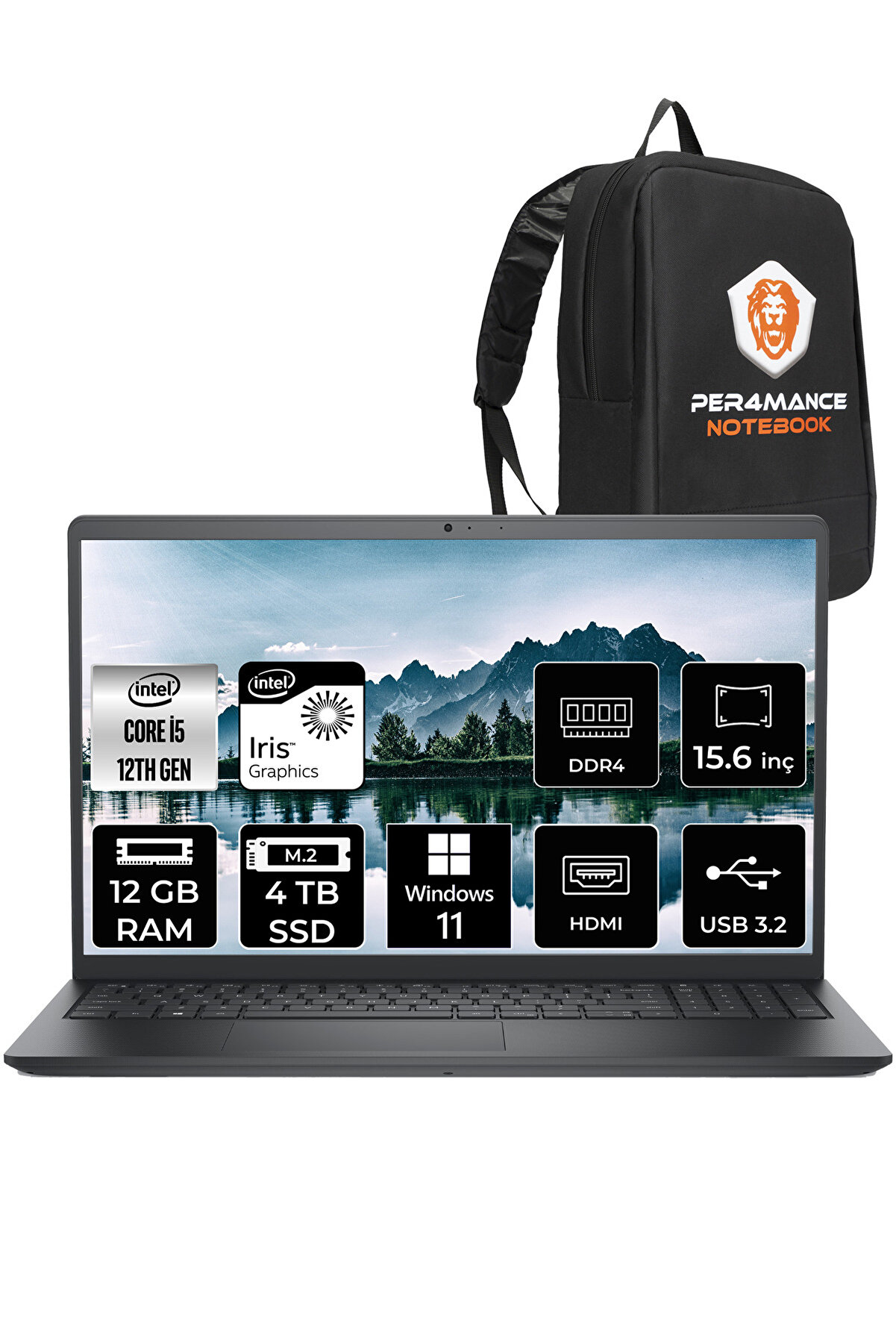 Vostro 3520 i5 1235U 12GB RAM 4TB SSD 15.6'' FHD W11HOME N5315PVNB3520U _106 PER4 ÇANTA