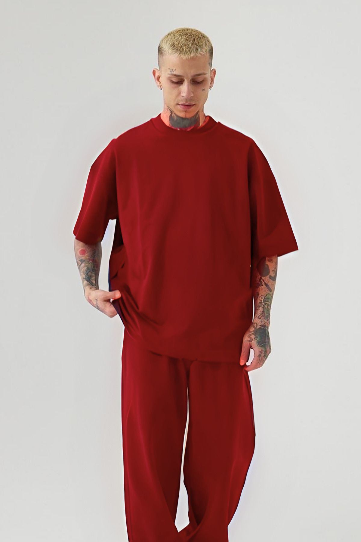 YAKAMEL Erkek Oversize T-Shirt ve Eşofman Altı Pijama Takımı