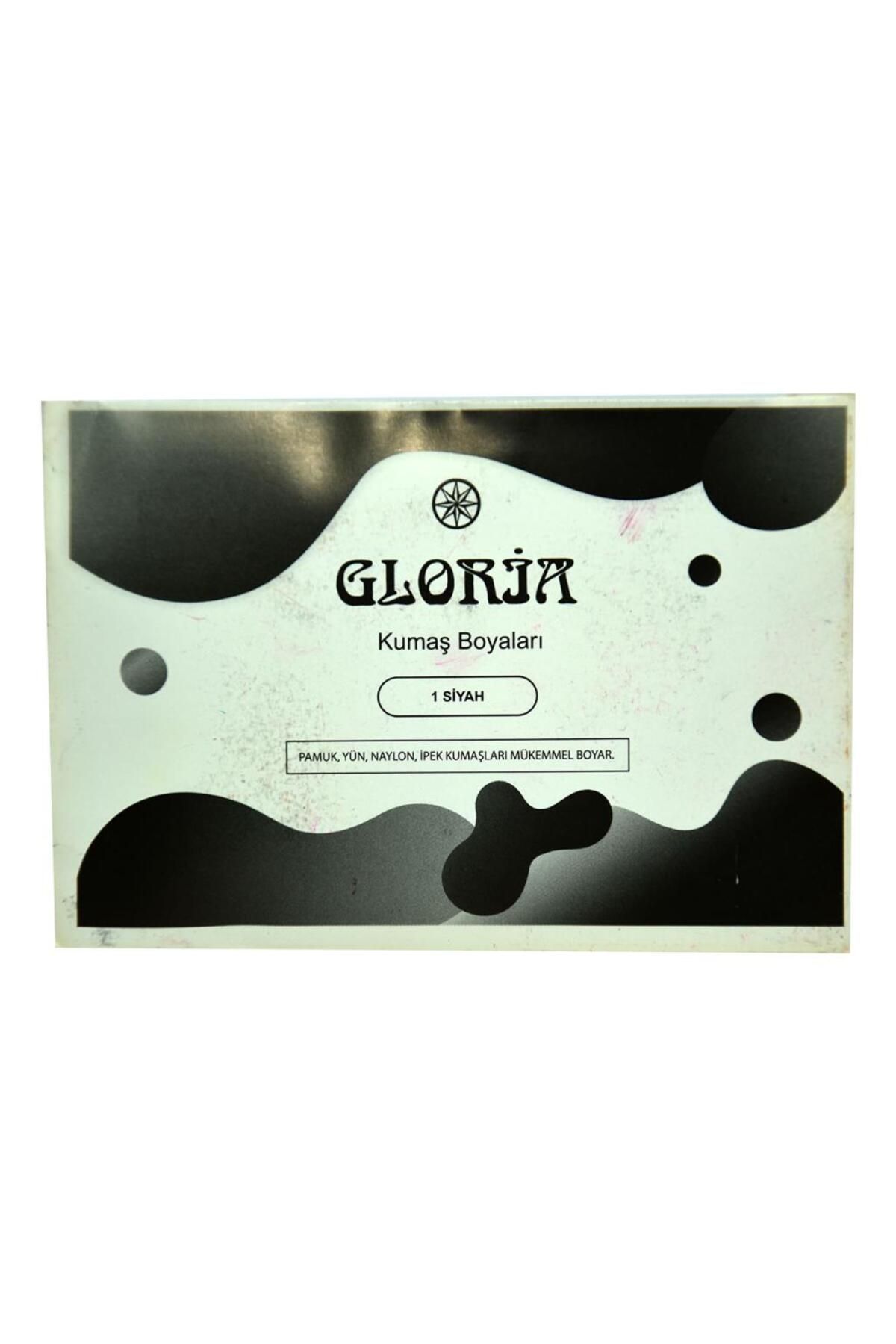 Gloria 1 Siyah Renk Pamuk Yün Naylon I?pek Kumaş Boyası 10g Paket