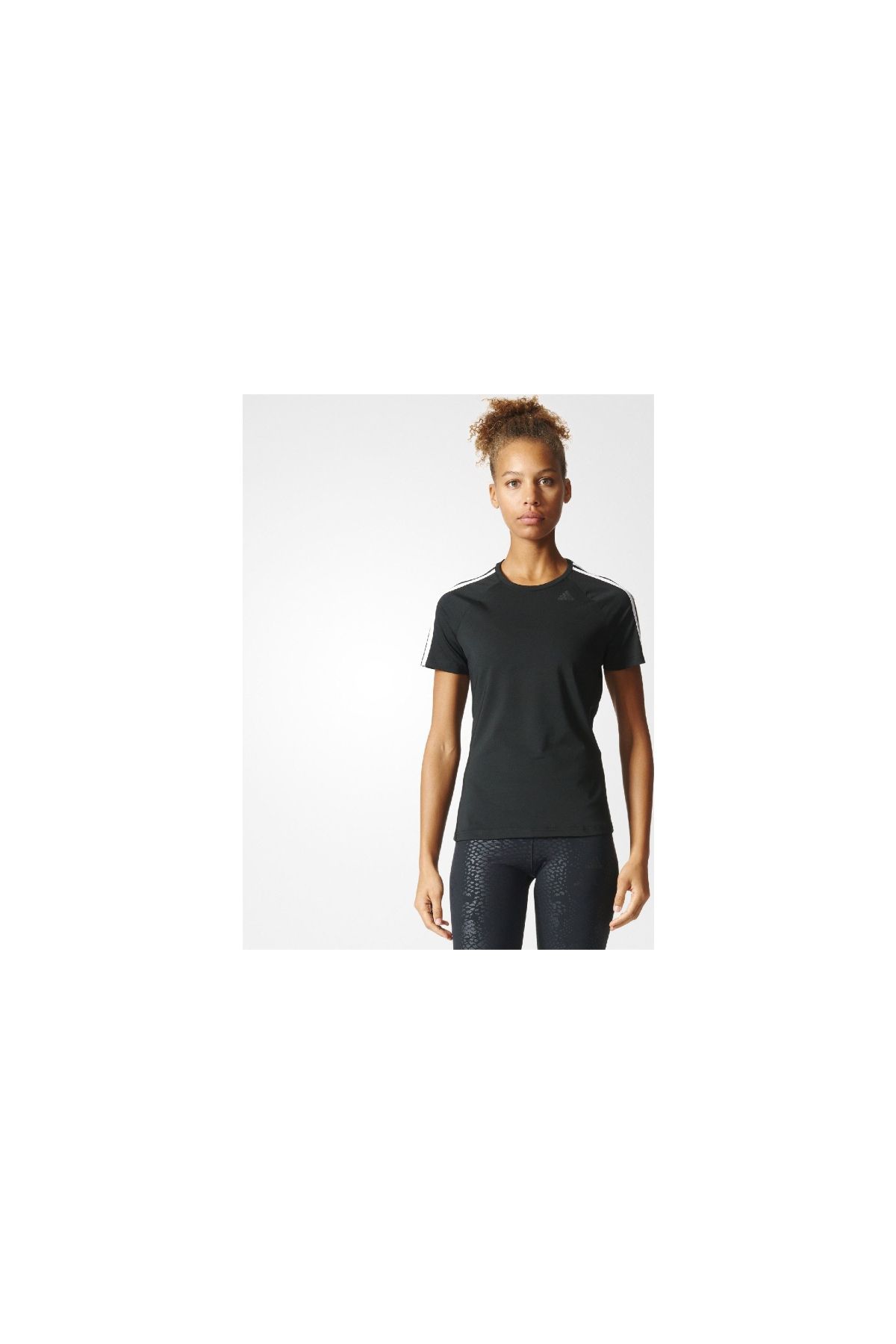 adidas D2m Tee 3s Bk2682 Kadın T-shirt Siyah Beyaz