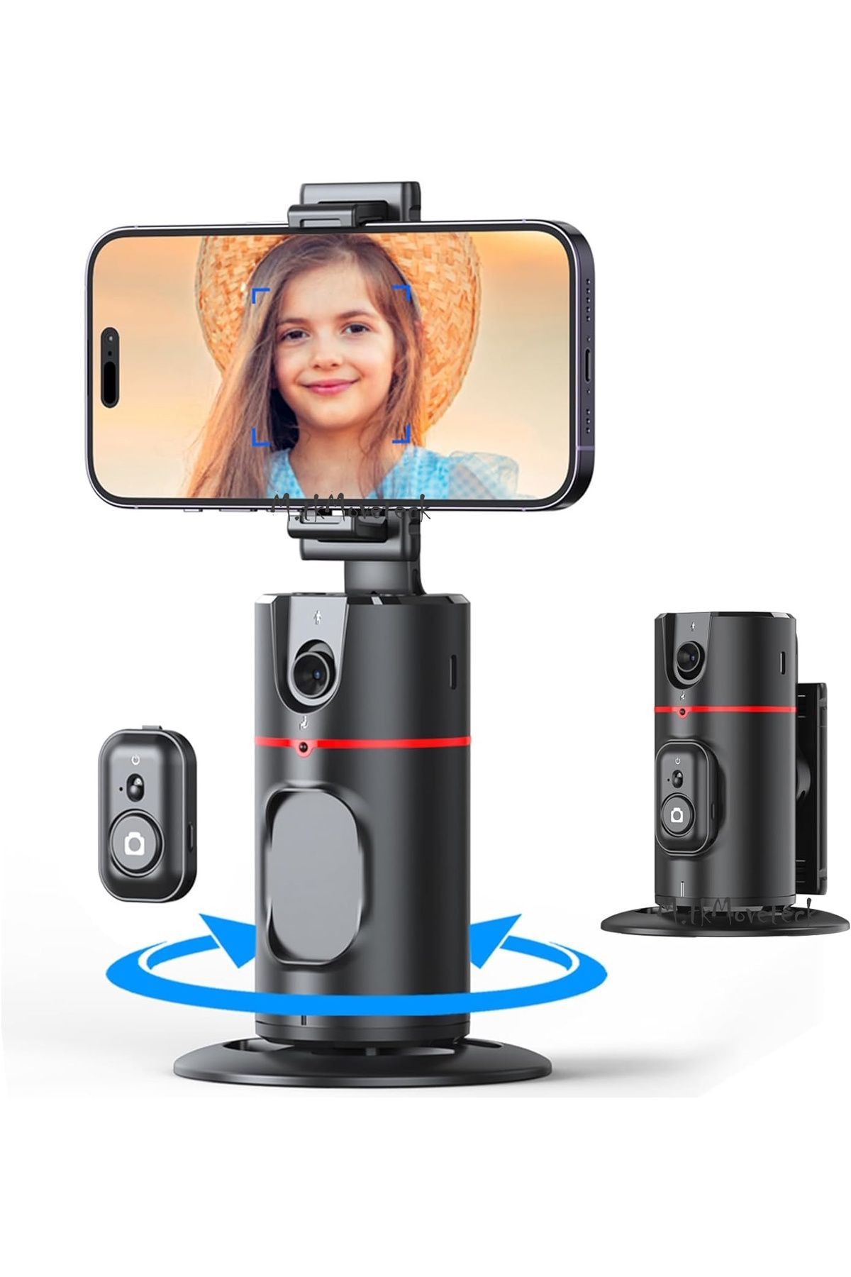 m.tk moveteck AQ9 360 Dönebilen El ve Yüz Takip Sensörlü Akıllı Mini Tripod Selfi Çubuğu Uzaktan KumandalıTracking