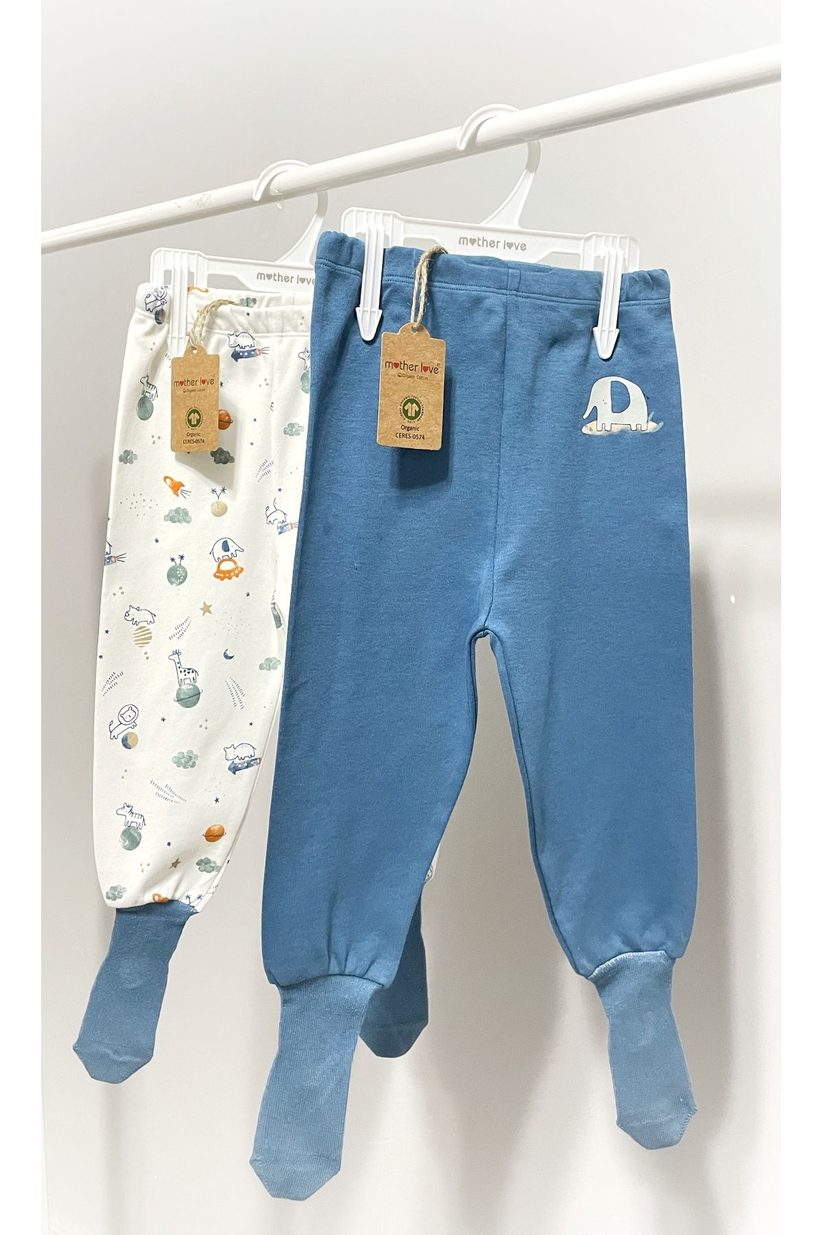 Mother Love % 100 Organik Pamuk 2 Li Çoraplı Pantolon Pijama