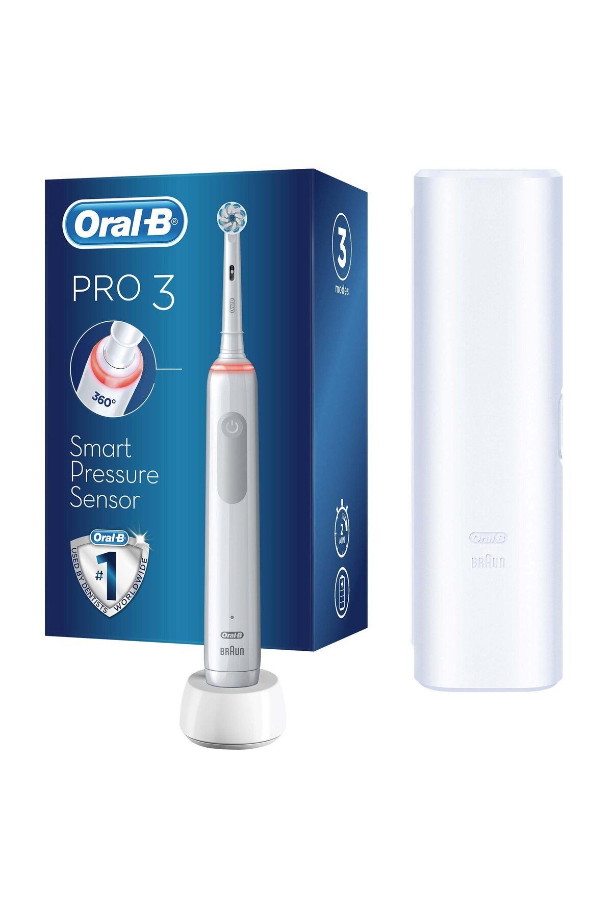 Oral-B Pro 3500 Şarjlı Diş Fırçası Beyaz + Seyehat Kabı