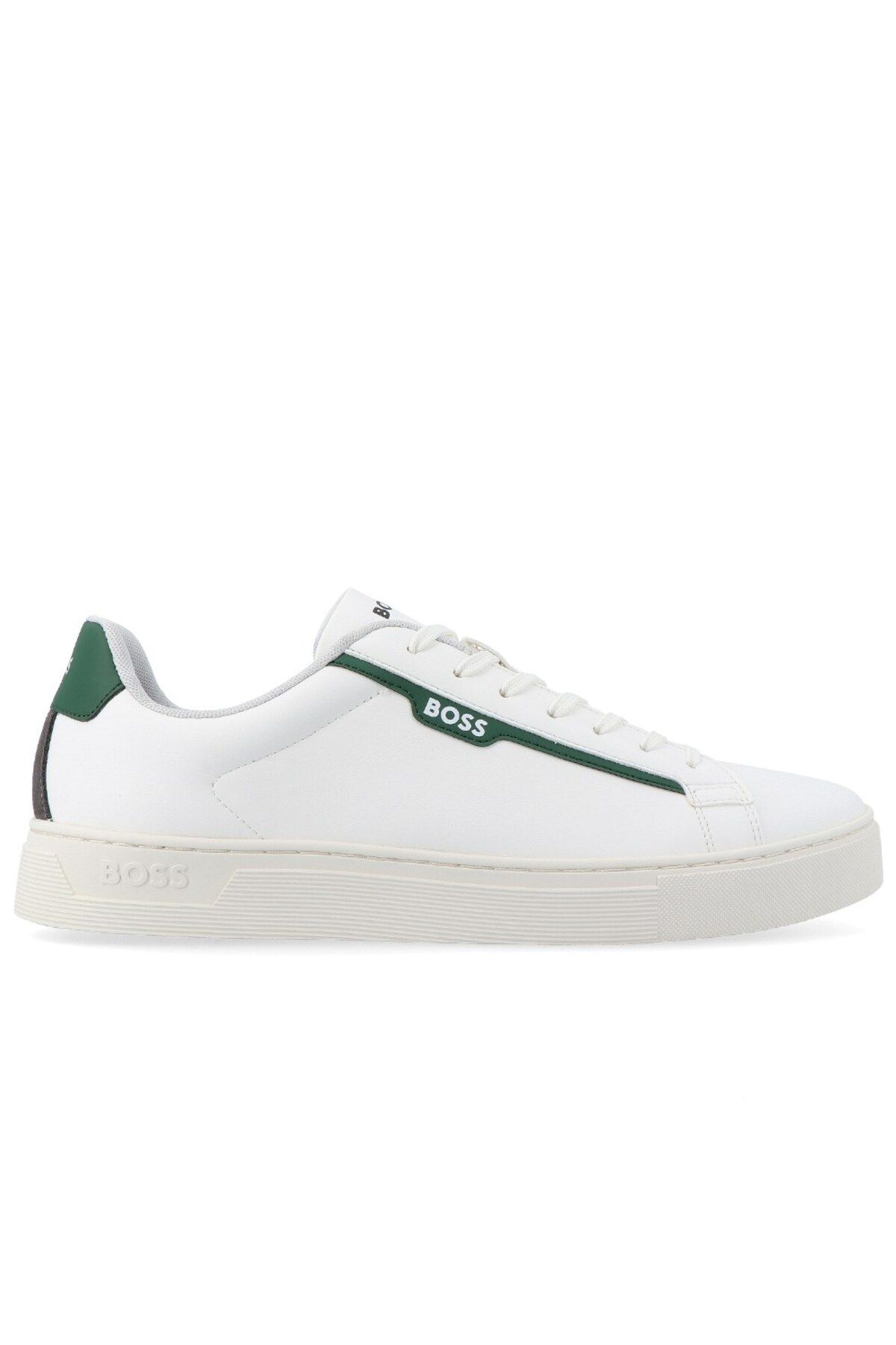 BOSS Erkek Marka Logolu Bağcıklı Kaydırmaz Tabanlı Günlük Yeşil - Beyaz Sneaker 50502869-130