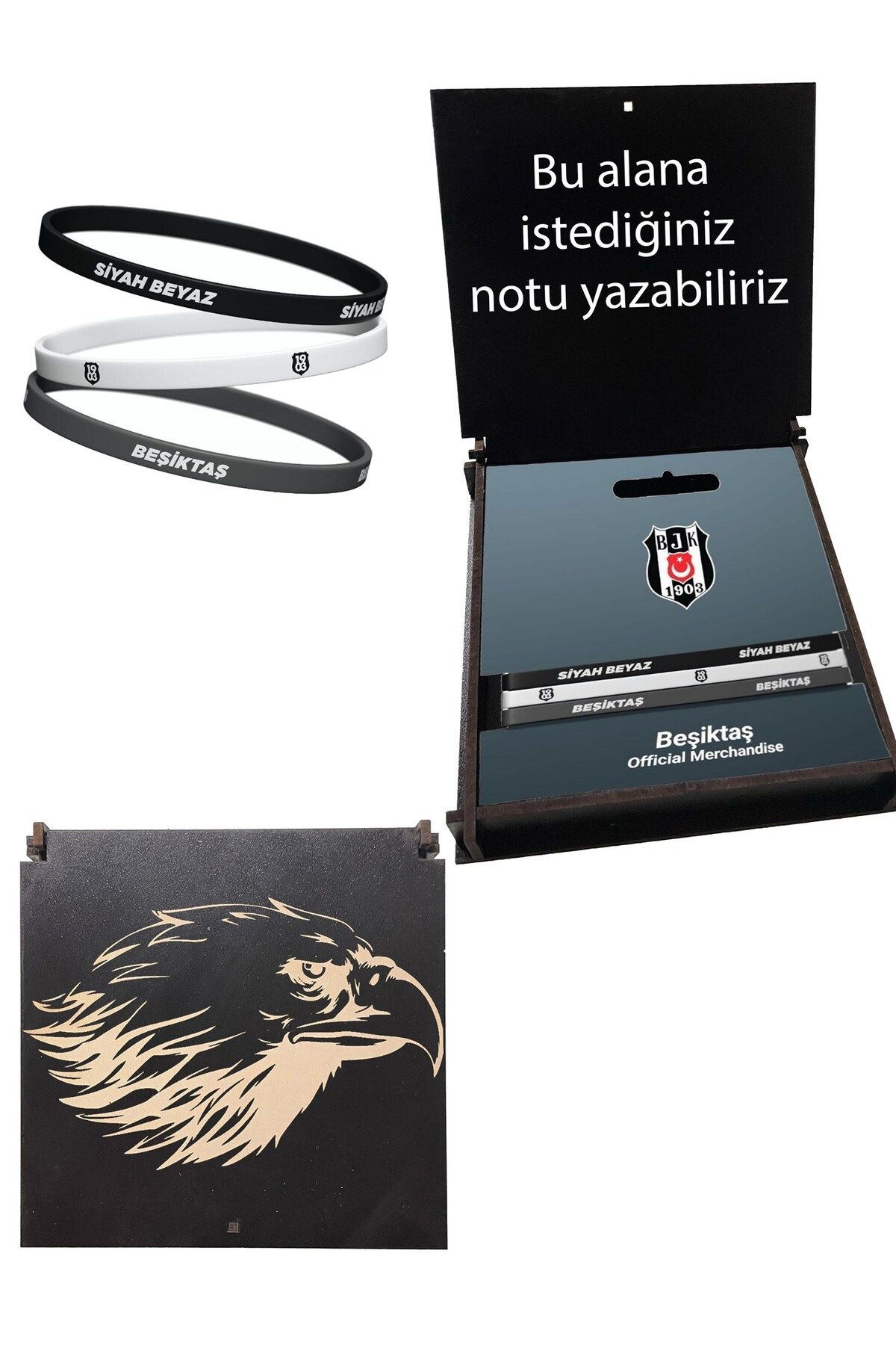 Beşiktaş Lisanslı Bileklik Ahşap Kutulu