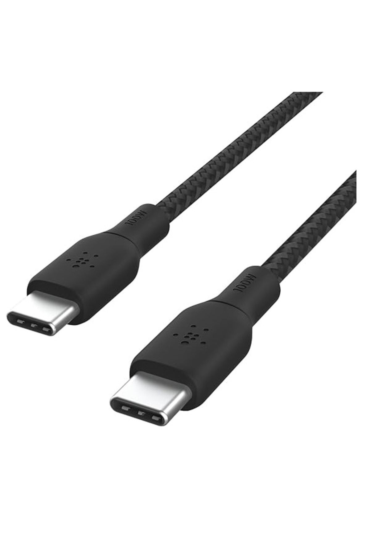 Belkin Örgülü USB-C - USB-C Kablosu Uyumlu 100W 2 Metre Siyah USB-IF Sertifikalı Type-C Kablo